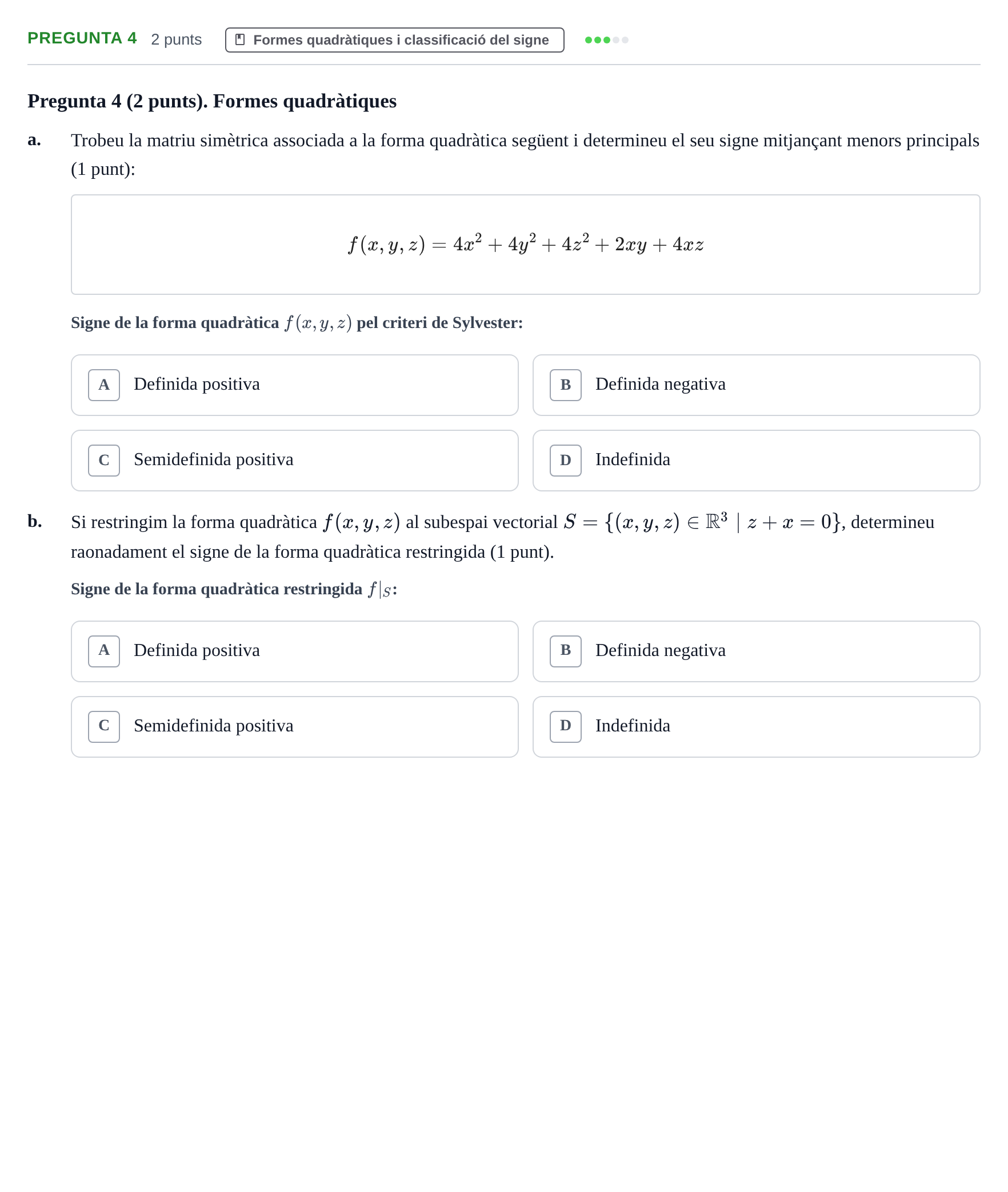 Enunciado: Pregunta 4 · Matemáticas I UB 2017