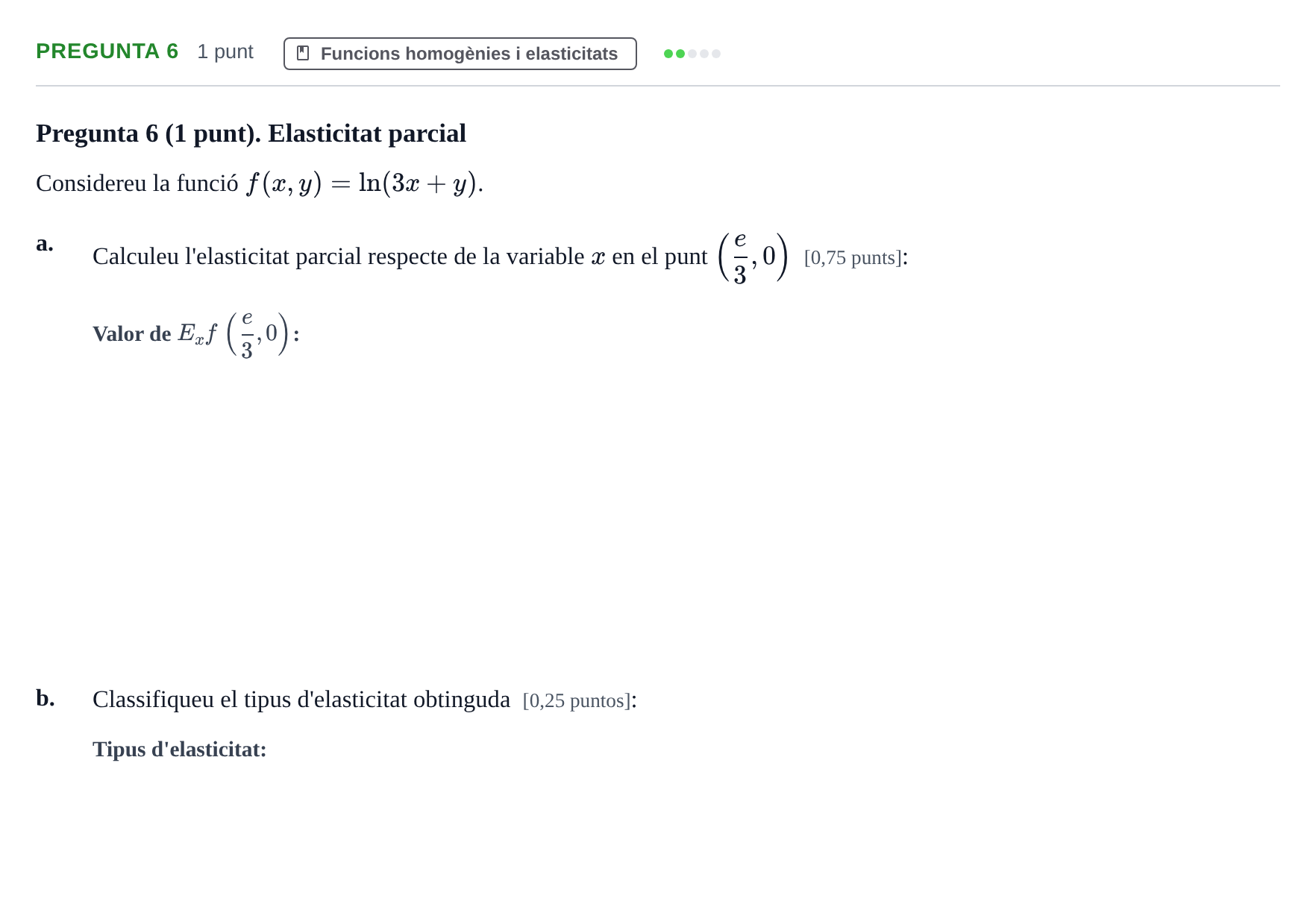 Enunciado: Pregunta 6 · Matemáticas I UB 2018