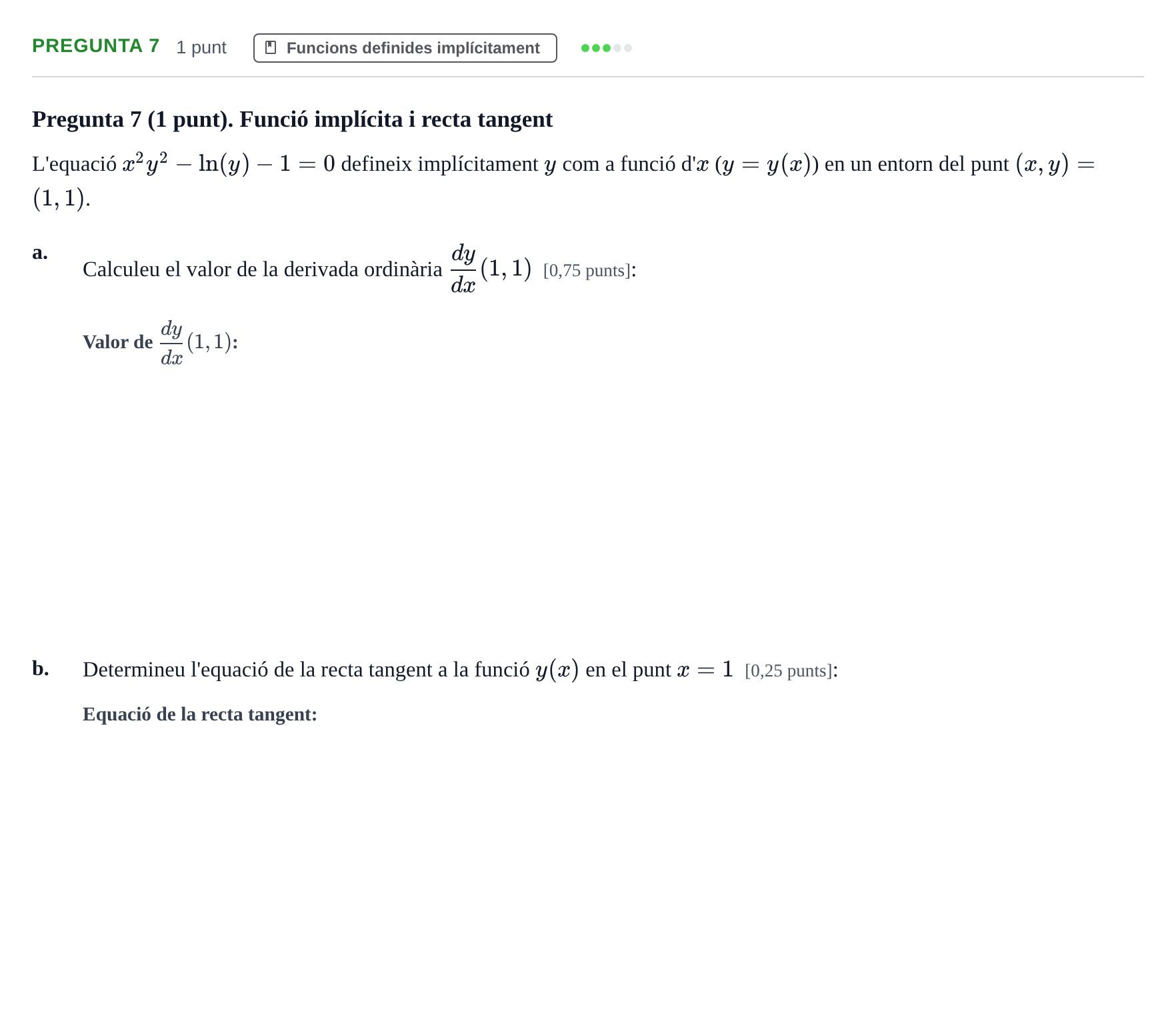 Enunciado: Pregunta 7 · Matemáticas I UB 2018