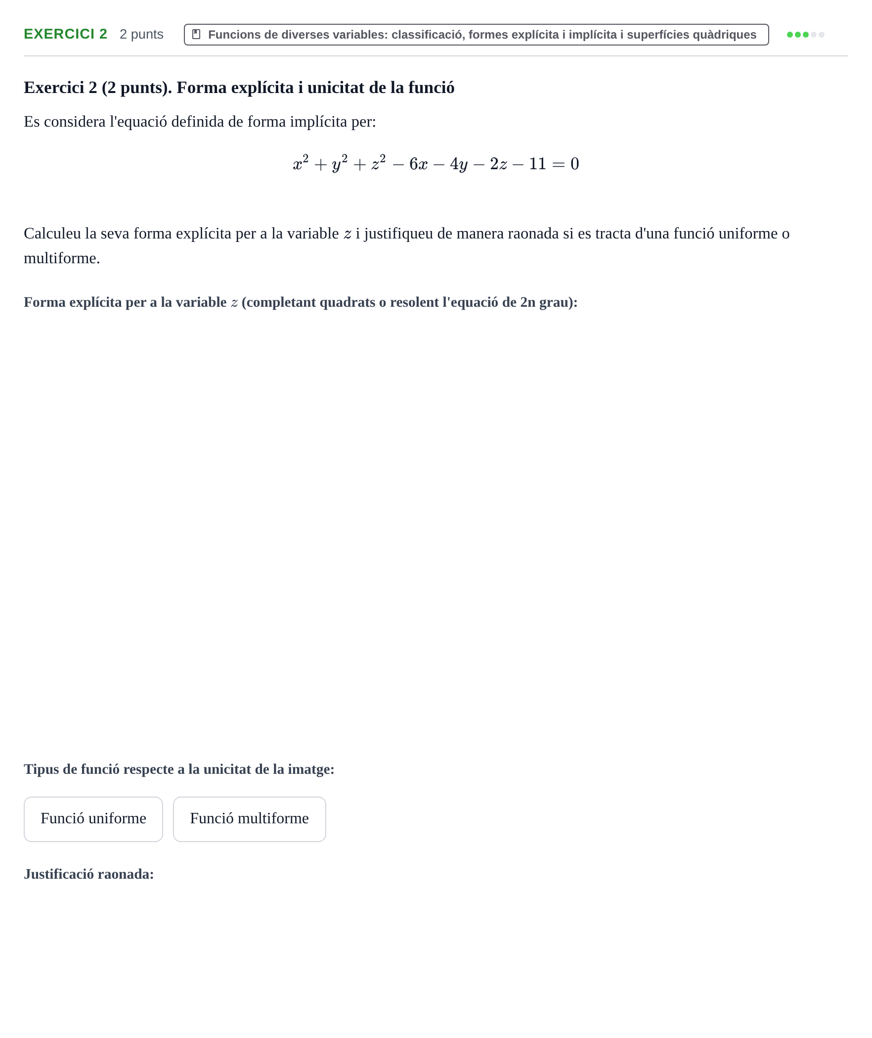 Enunciado: Exercici 2 · Matemáticas II UB 2020