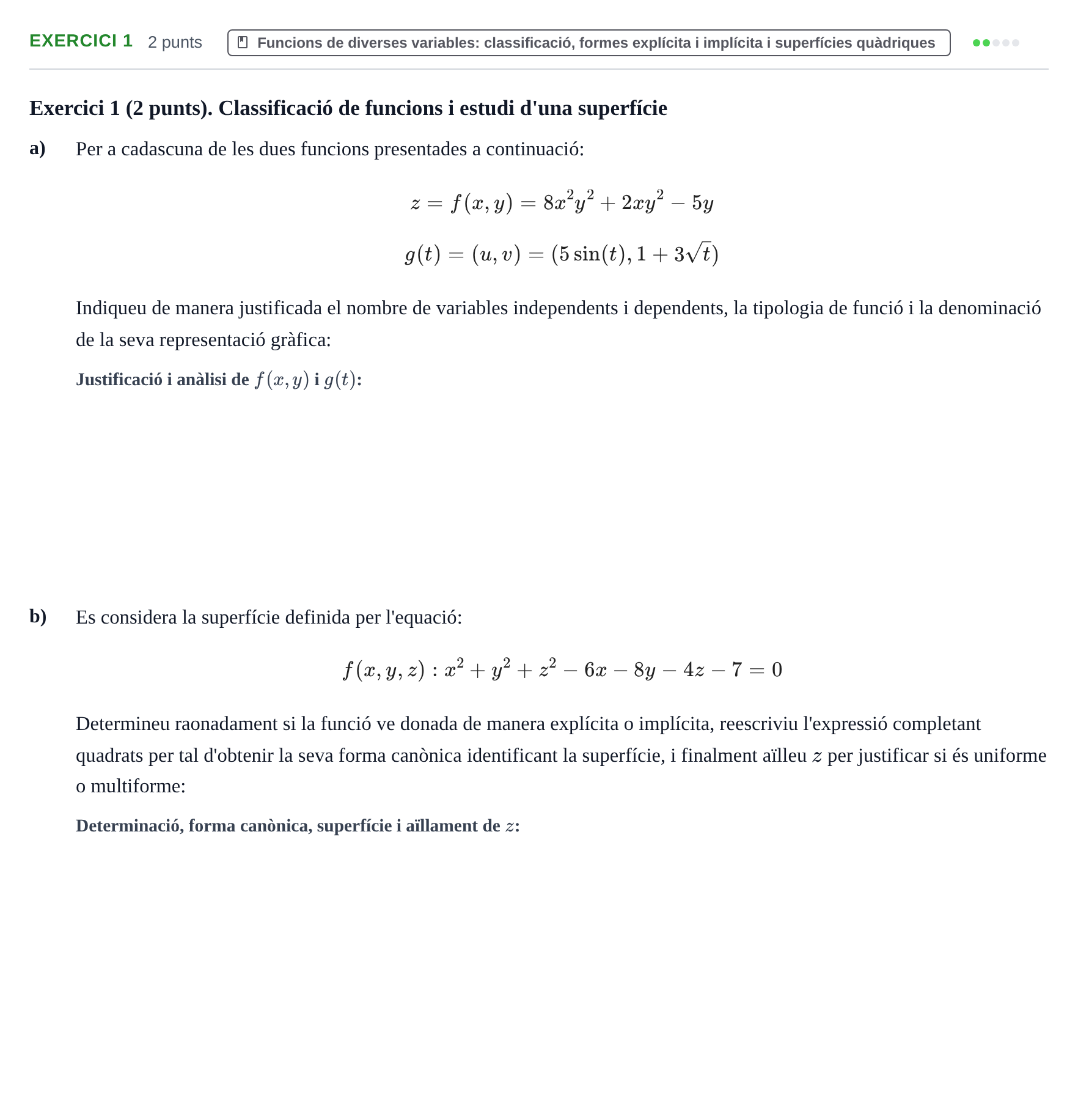 Enunciado: Exercici 1 · Matemáticas II UB 2020