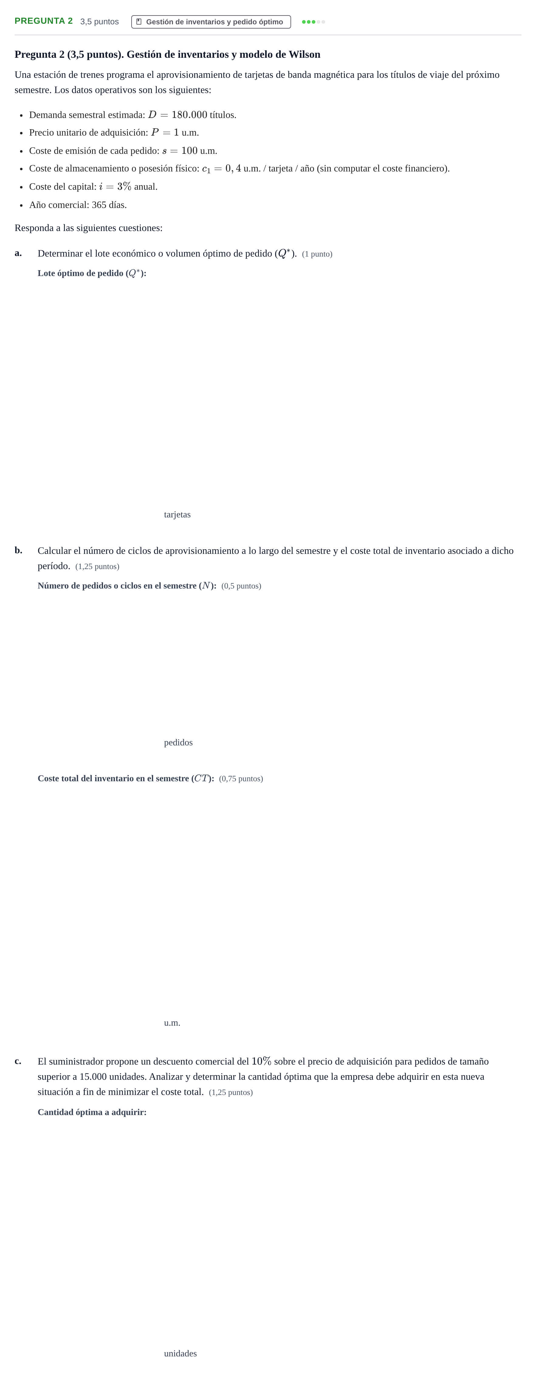 Enunciado: Pregunta 2 · Economía de la Empresa UB 2020