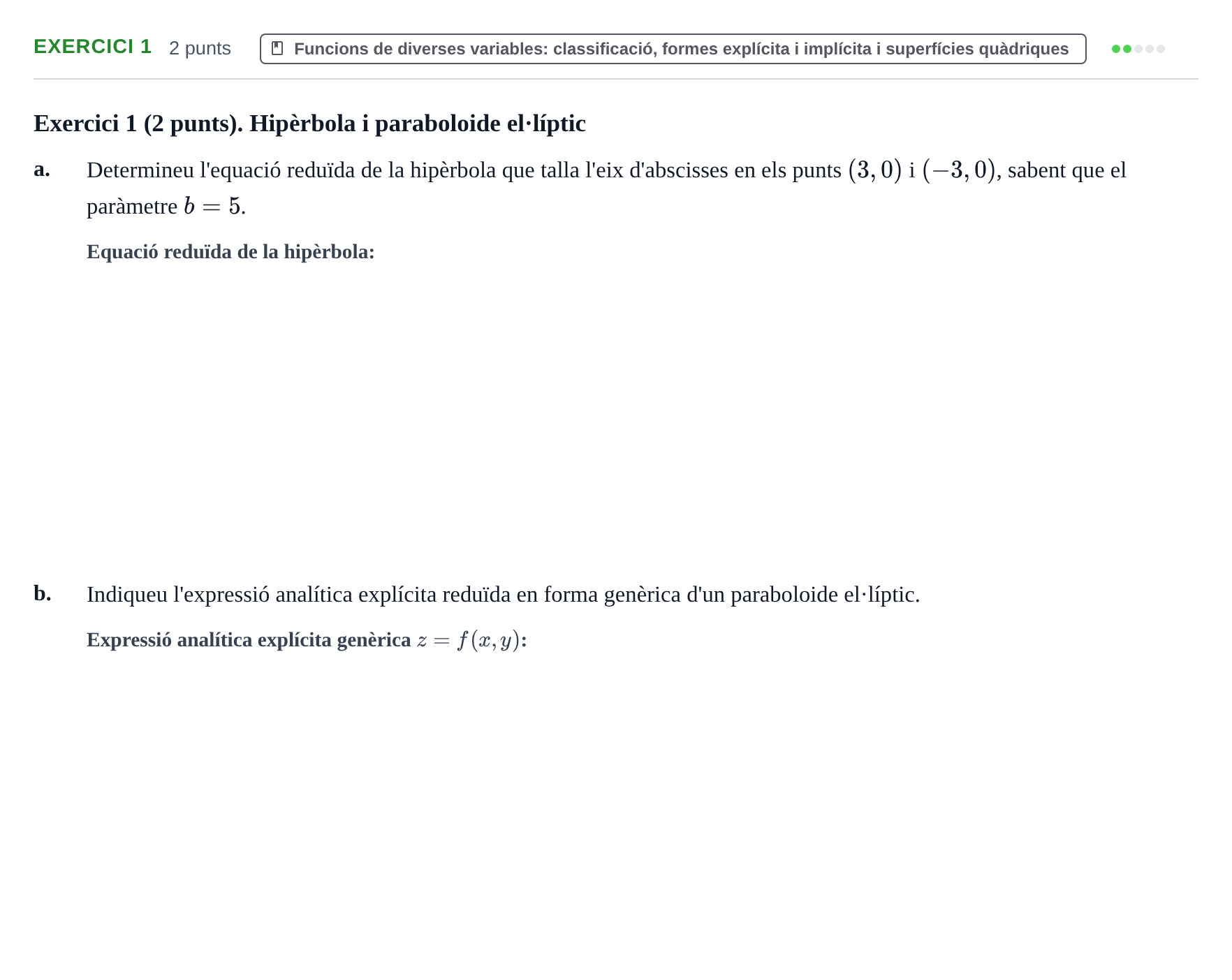 Enunciado: Exercici 1 · Matemáticas II UB 2020