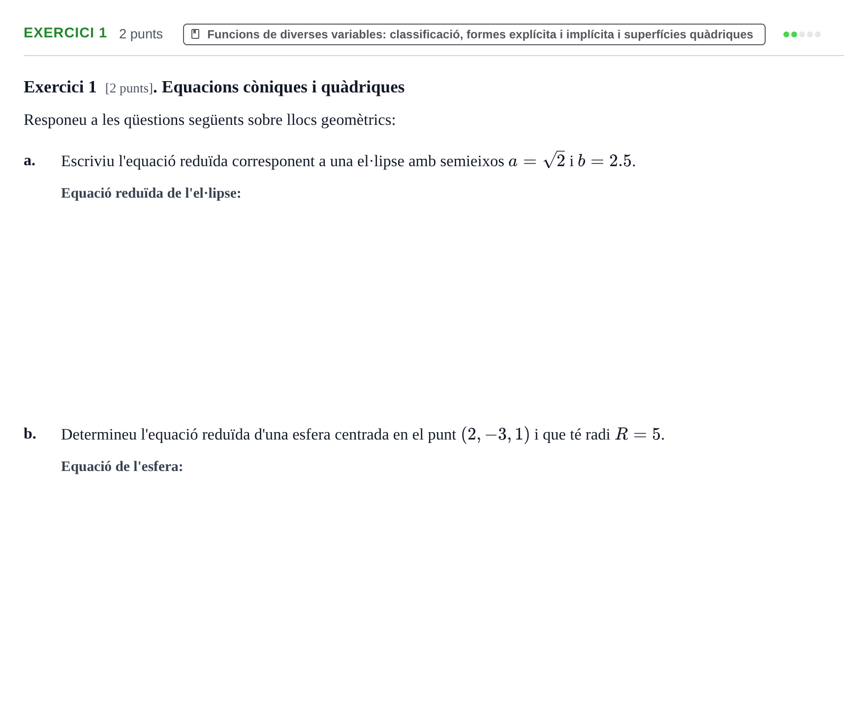 Enunciado: Exercici 1 · Matemáticas II UB 2020