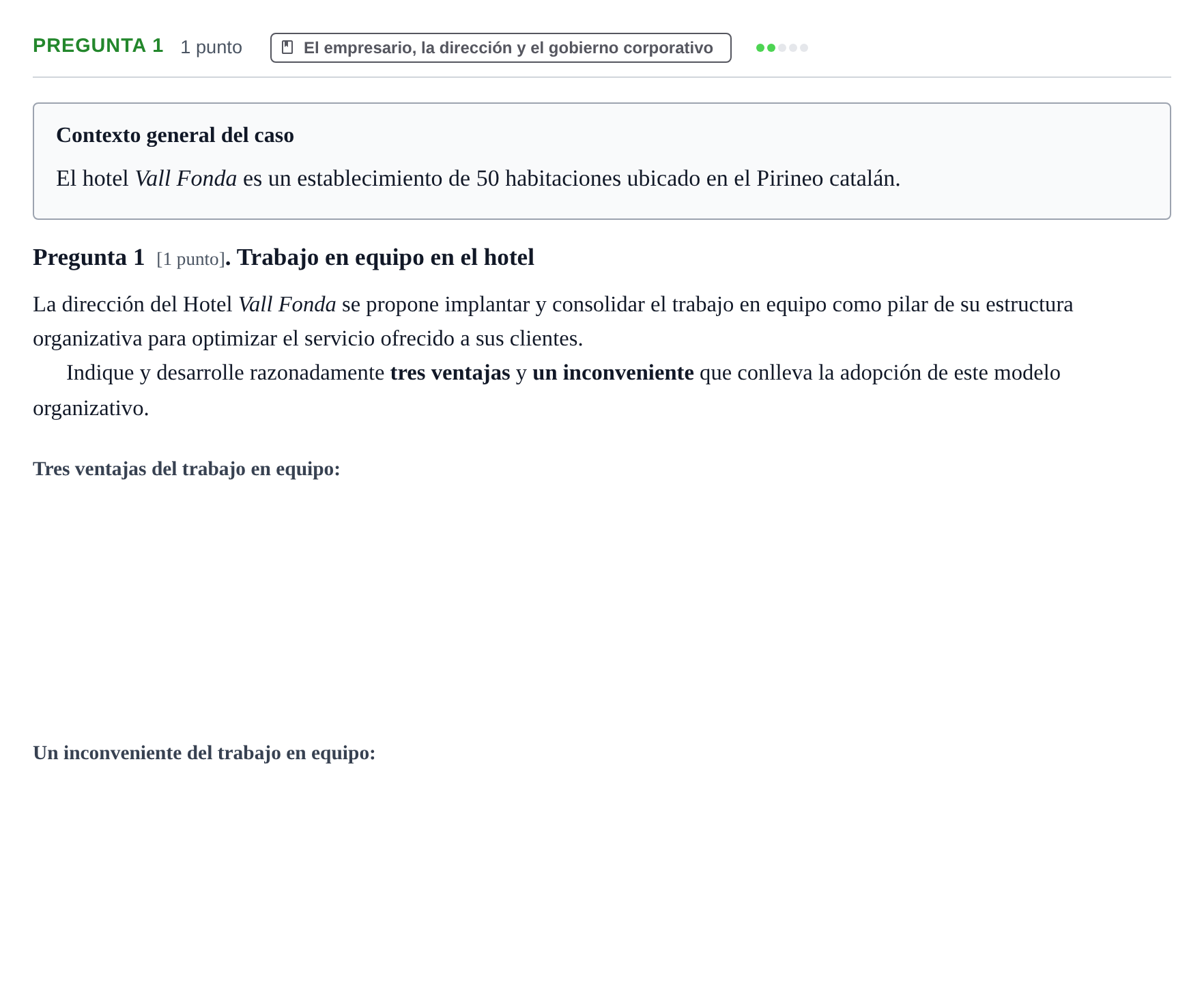 Enunciado: Pregunta 1 · Economía de la Empresa UB 2015