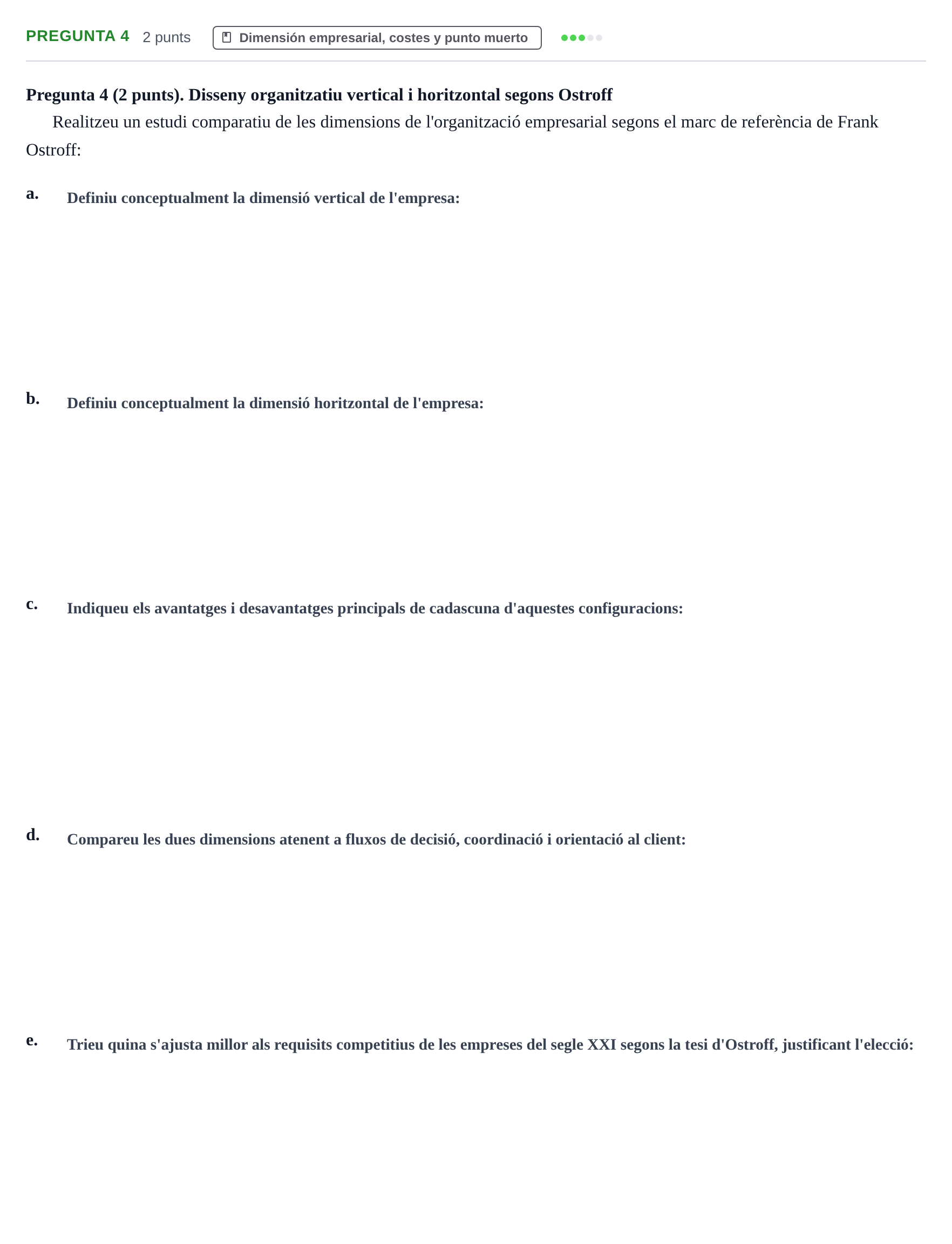 Enunciado: Pregunta 4 · Economía de la Empresa UB 2021