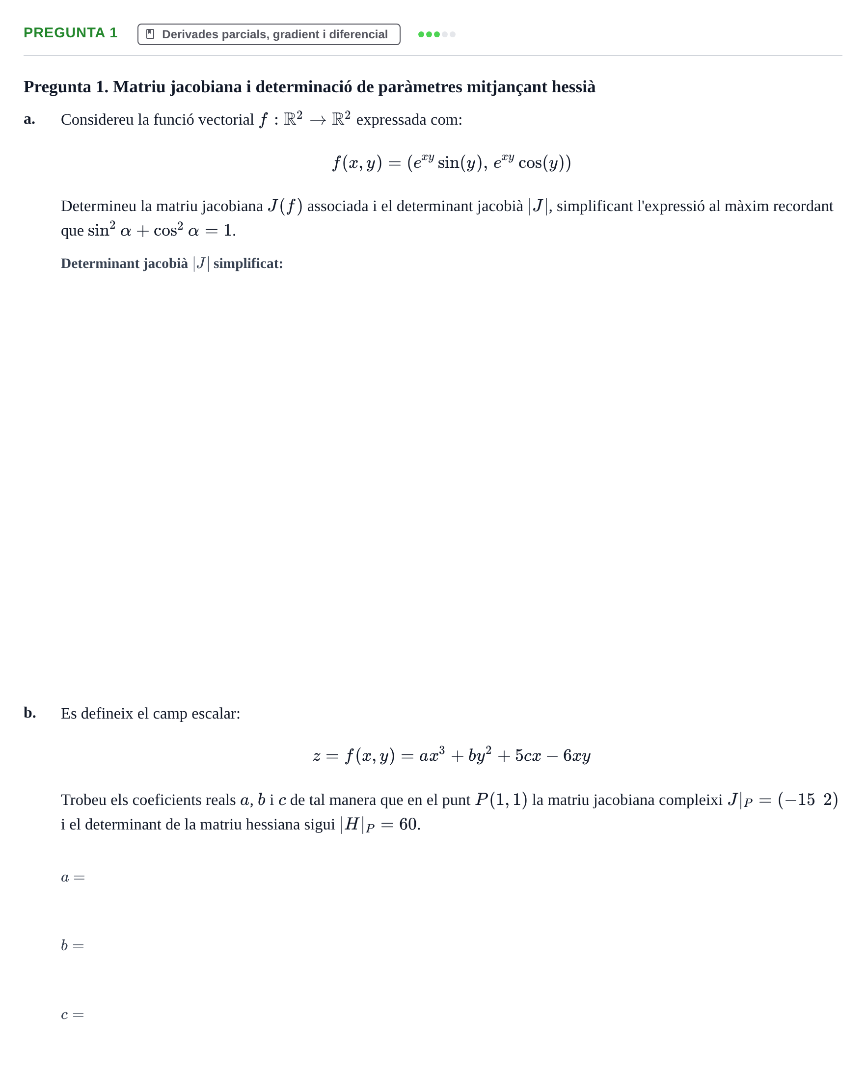 Enunciado: Pregunta 1 · Matemáticas II UB 2020