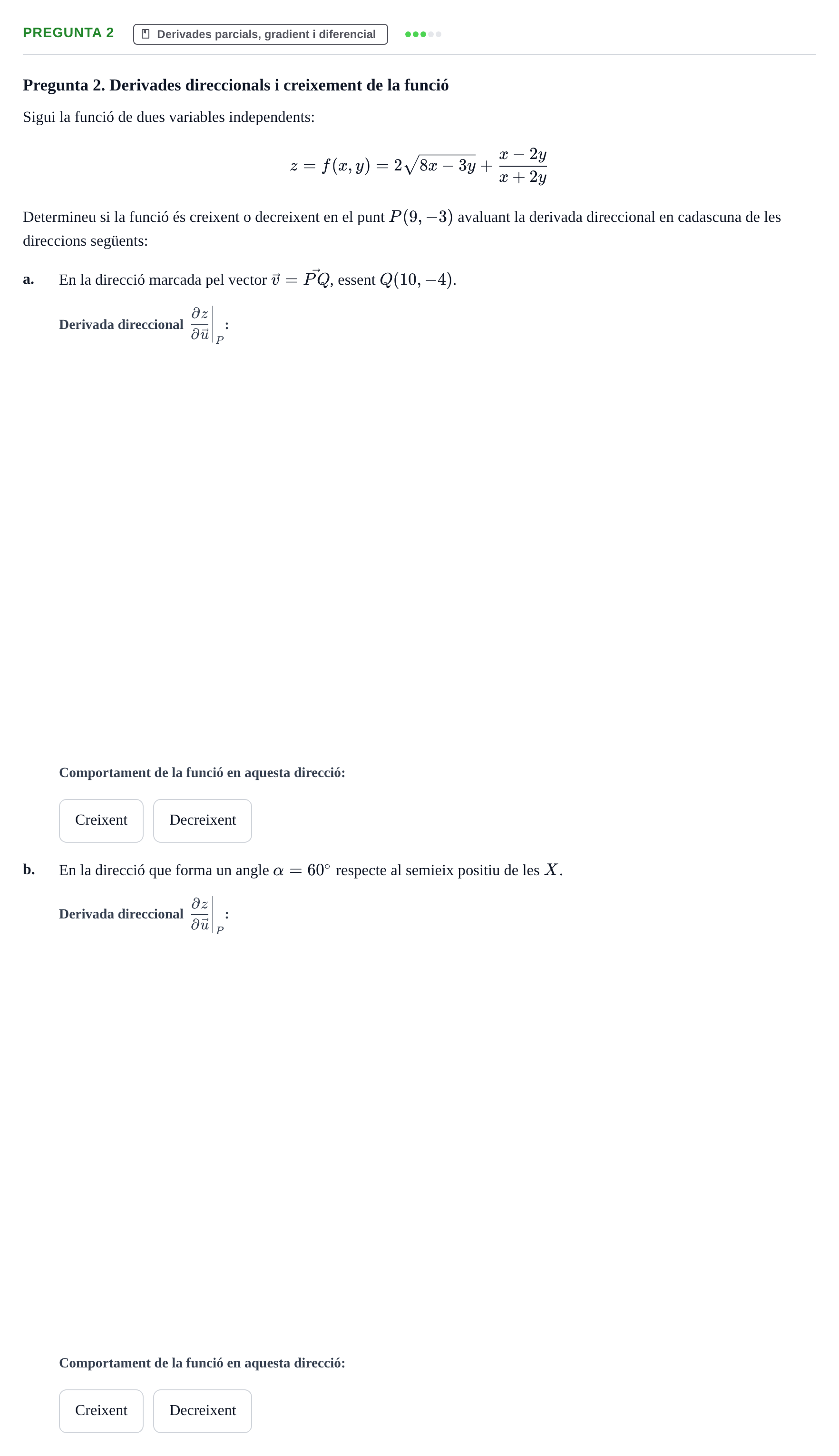 Enunciado: Pregunta 2 · Matemáticas II UB 2020