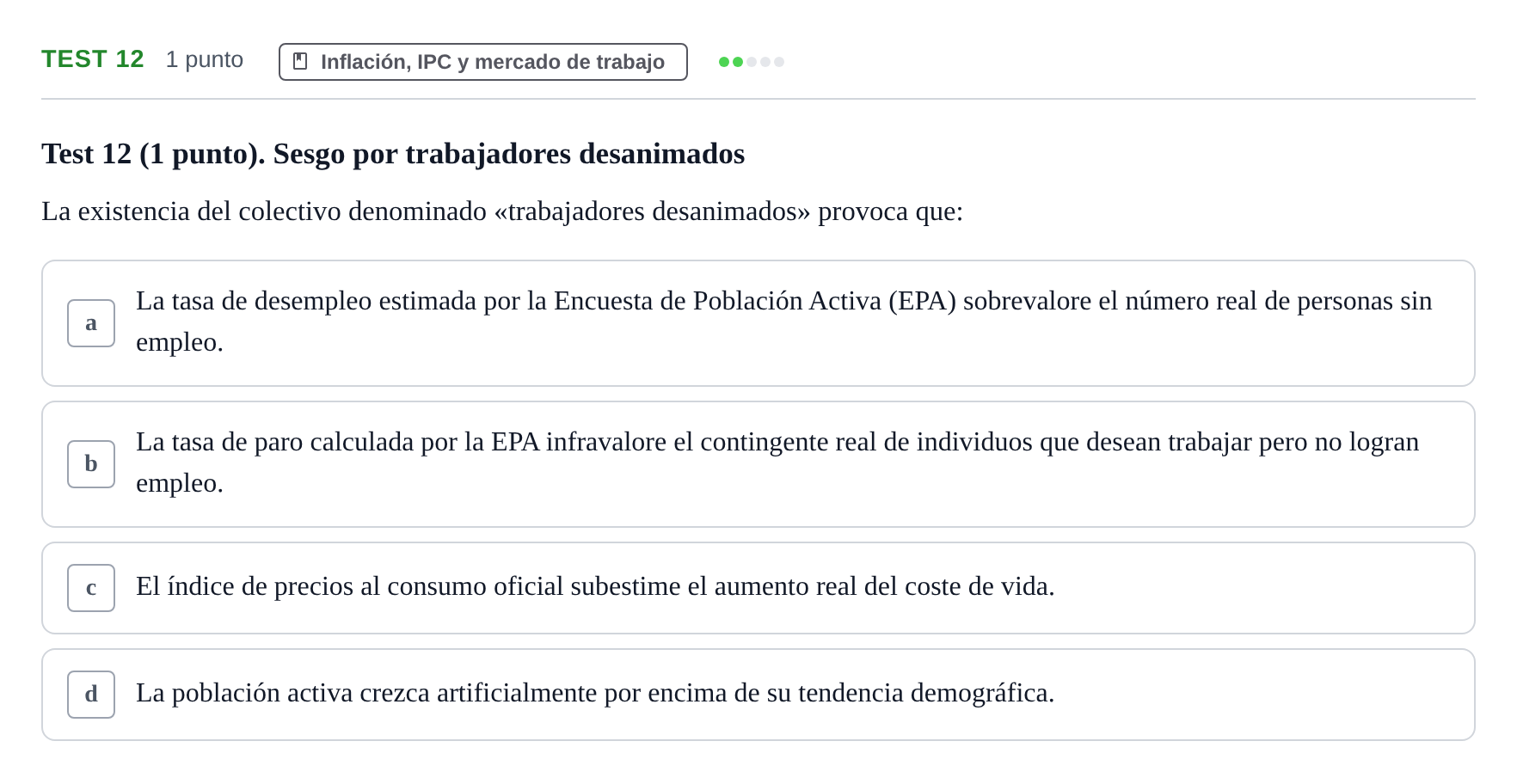 Enunciado: Ejercicio Test 12 · Introducción a la Economía UB 2022