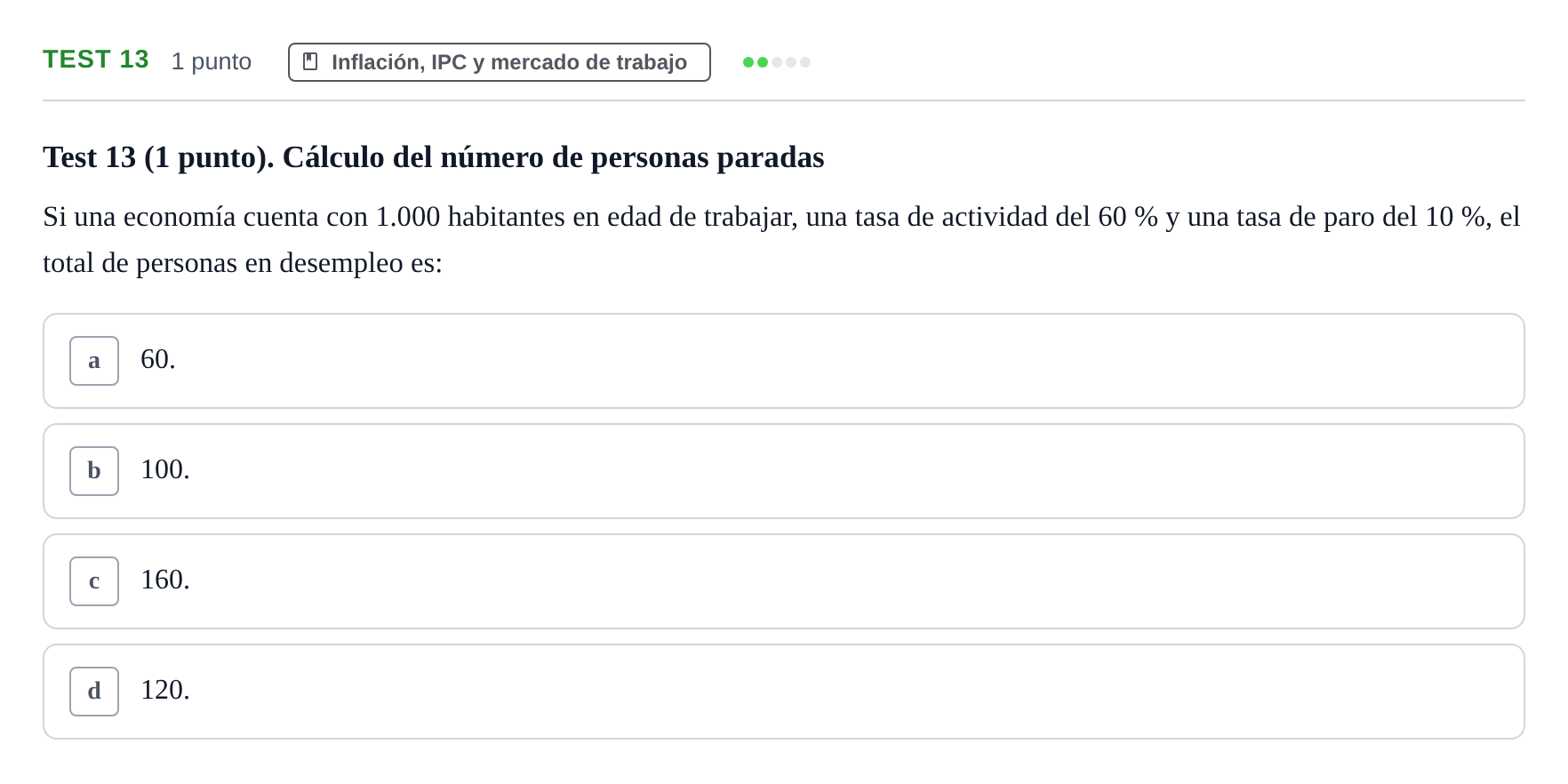 Enunciado: Ejercicio Test 13 · Introducción a la Economía UB 2022