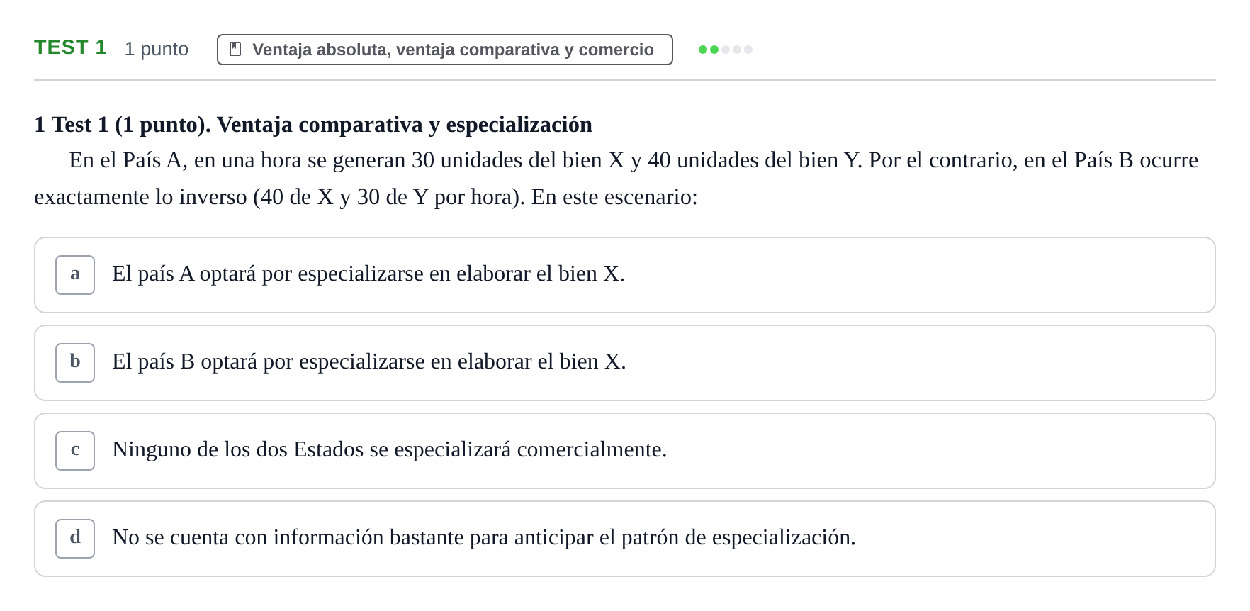 Enunciado: Ejercicio Test 1 · Introducción a la Economía UB 2022