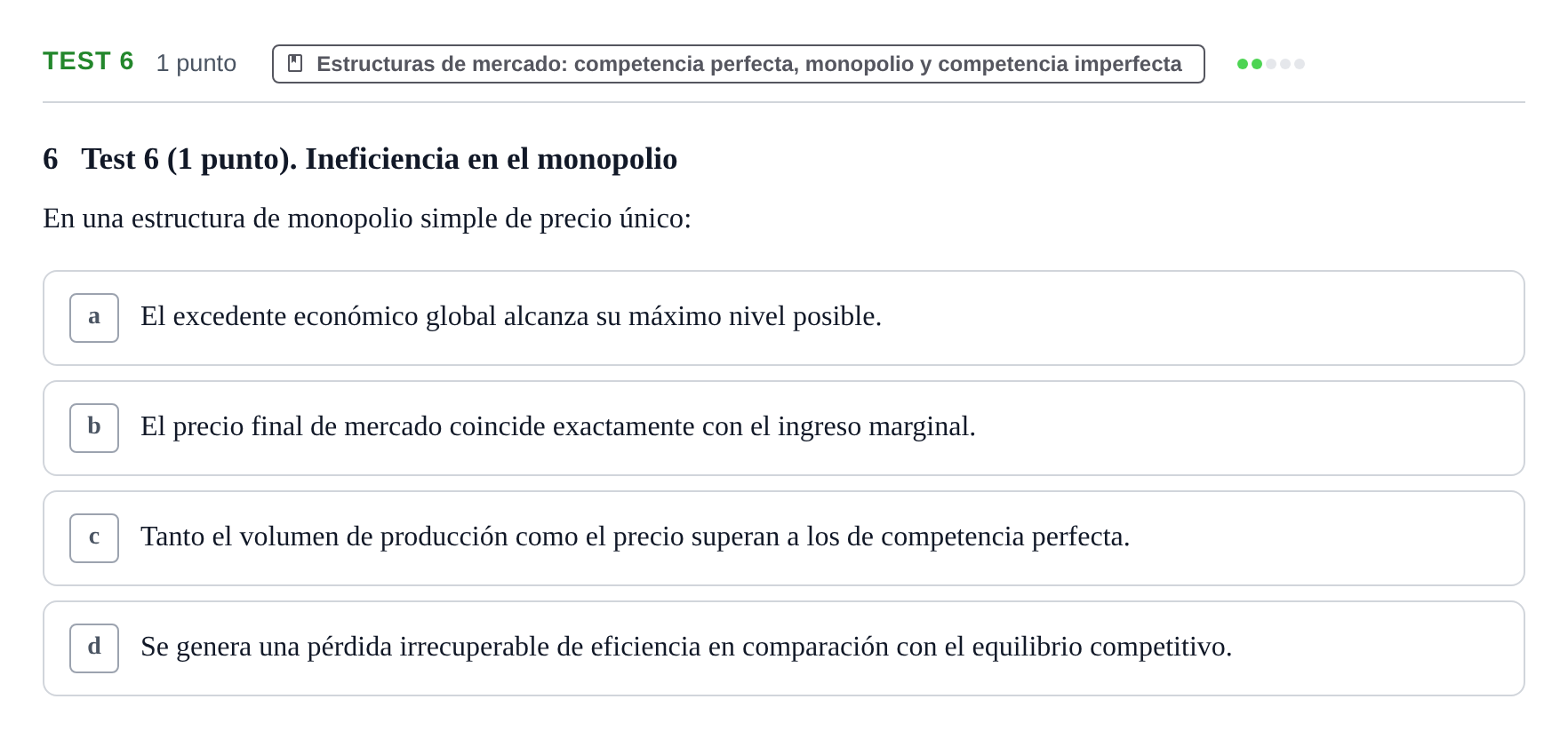 Enunciado: Ejercicio Test 6 · Introducción a la Economía UB 2022