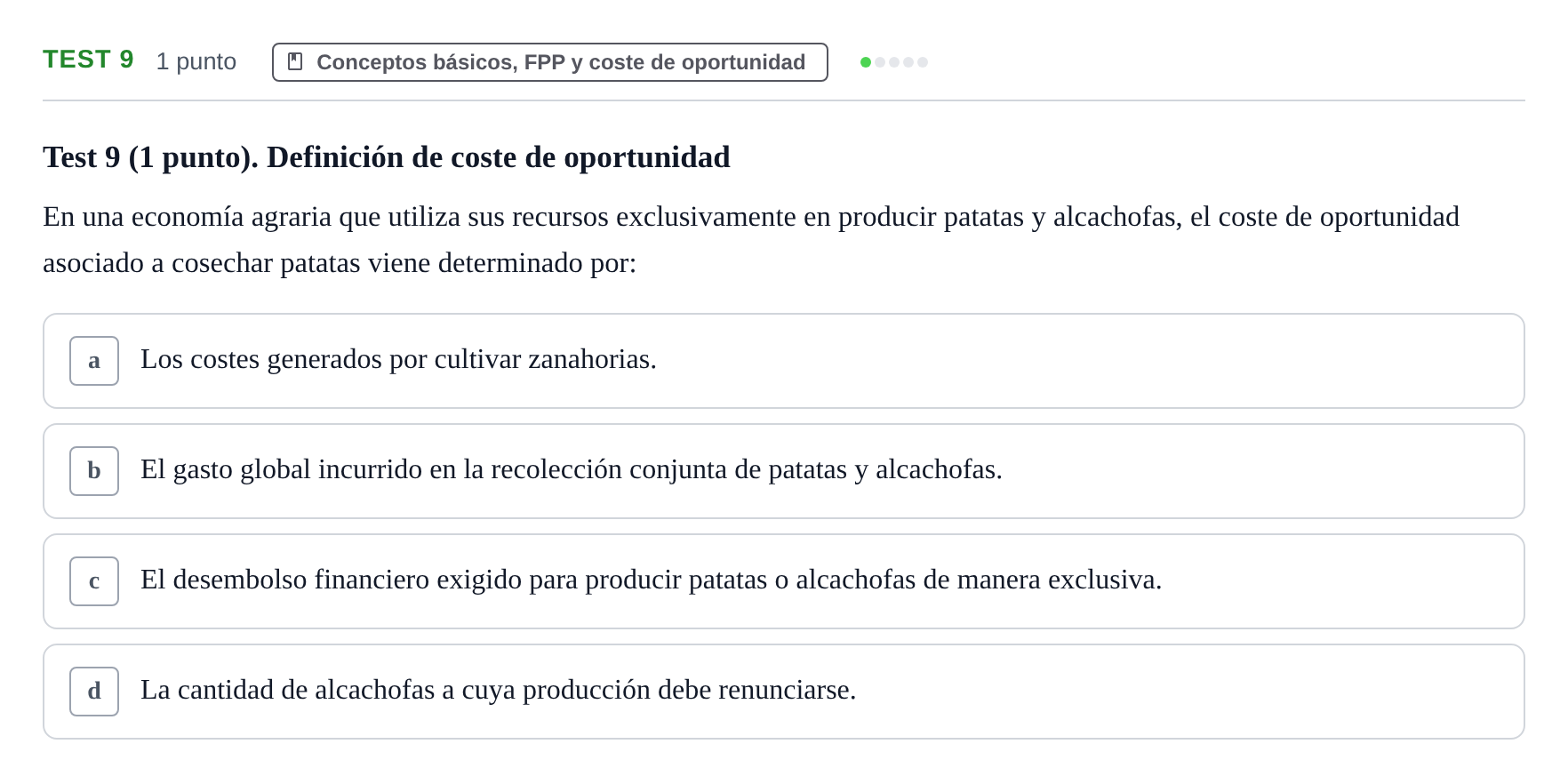 Enunciado: Ejercicio Test 9 · Introducción a la Economía UB 2022
