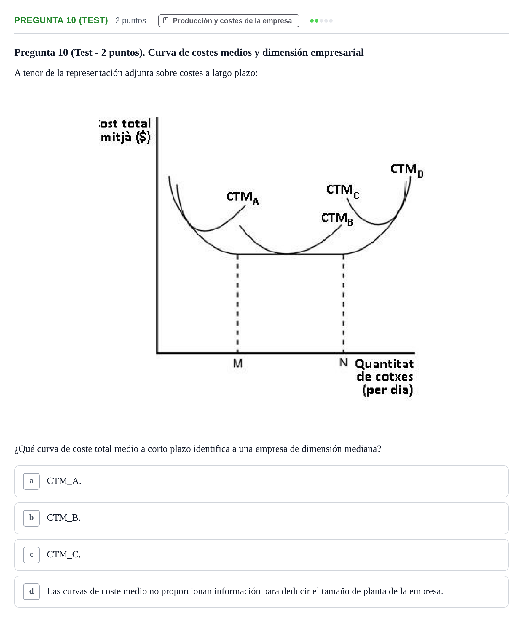 Enunciado: Pregunta 10 (Test) · Introducción a la Economía UB 2021