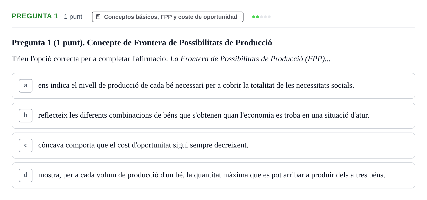 Enunciado: Pregunta 1 · Introducción a la Economía UB Exemples