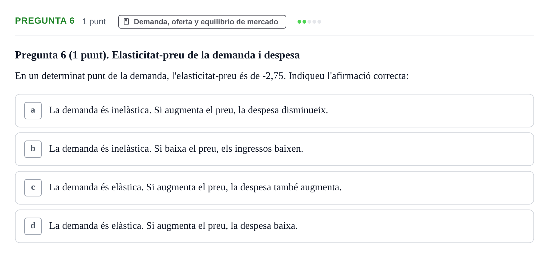 Enunciado: Pregunta 6 · Introducción a la Economía UB Exemples
