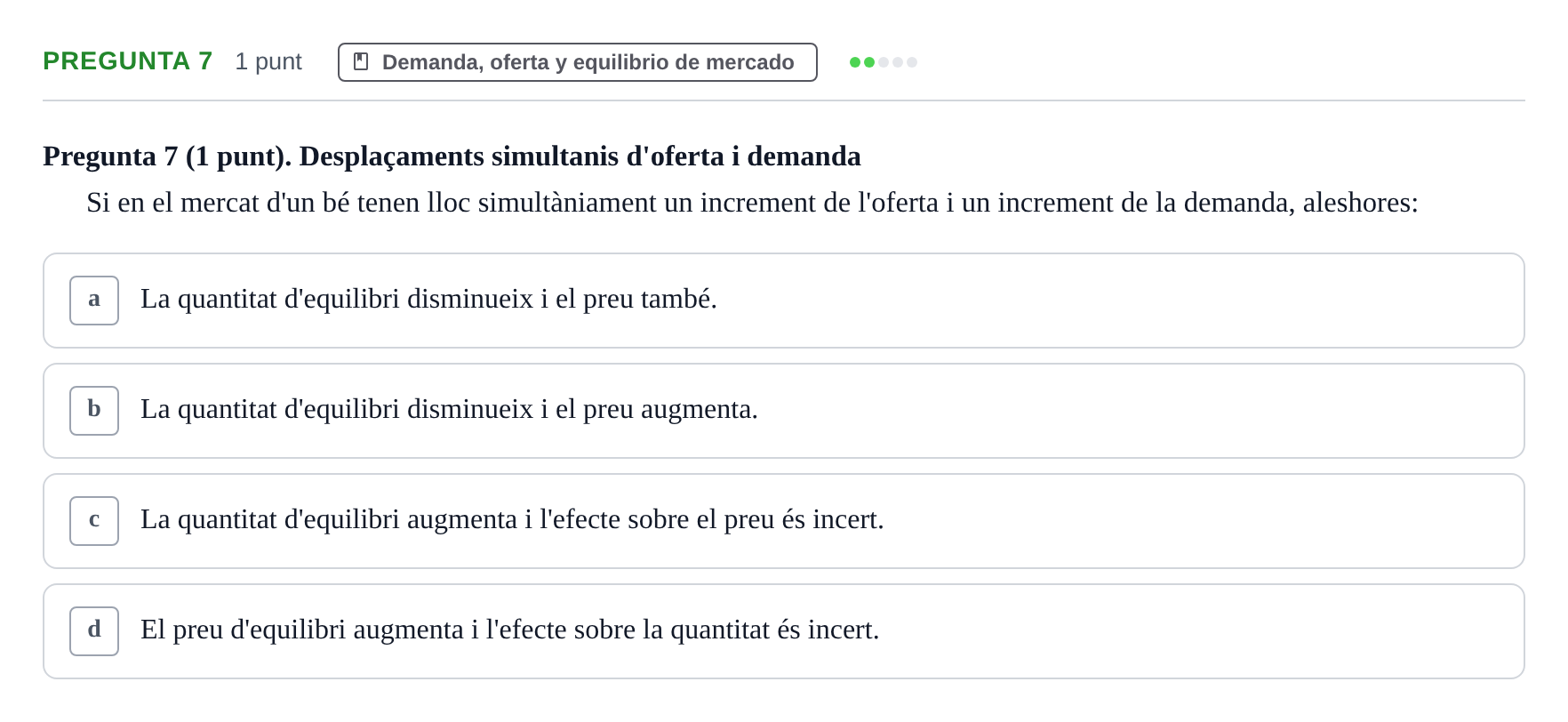 Enunciado: Pregunta 7 · Introducción a la Economía UB Exemples