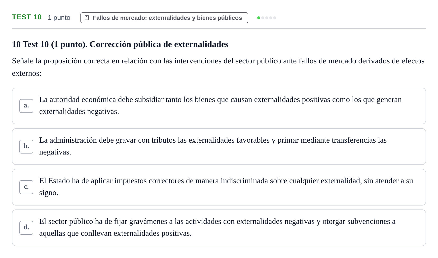 Enunciado: Ejercicio Test 10 · Introducción a la Economía UB 2022