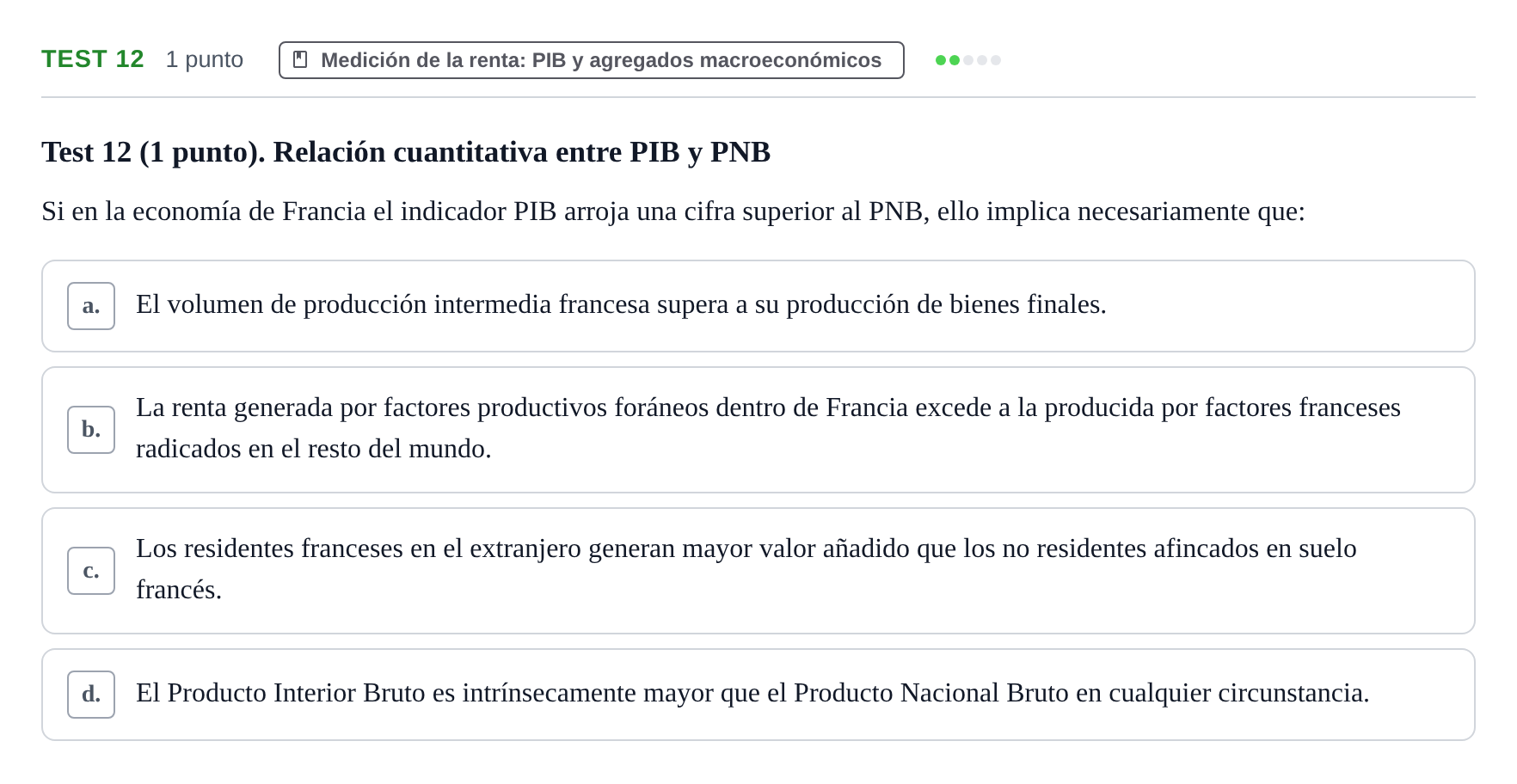 Enunciado: Ejercicio Test 12 · Introducción a la Economía UB 2022