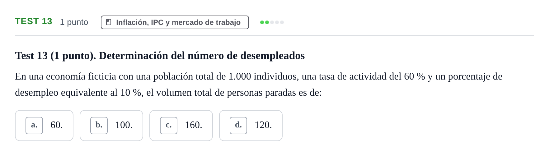 Enunciado: Ejercicio Test 13 · Introducción a la Economía UB 2022