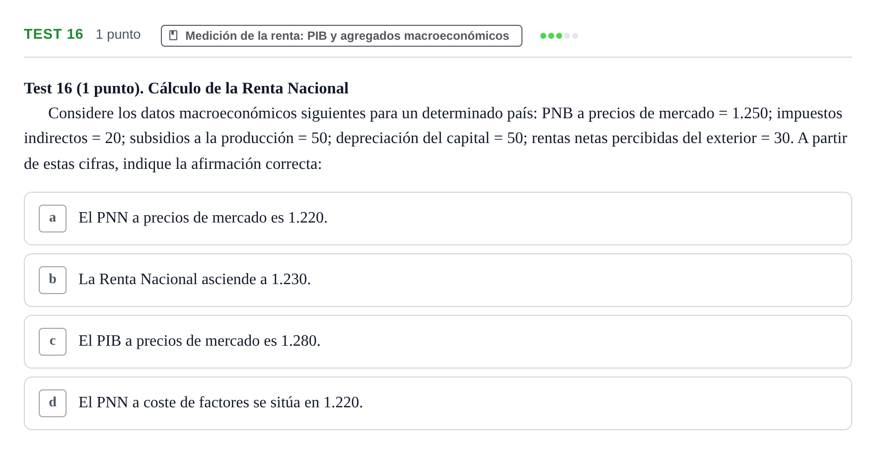 Enunciado: Ejercicio Test 16 · Introducción a la Economía UB 2022