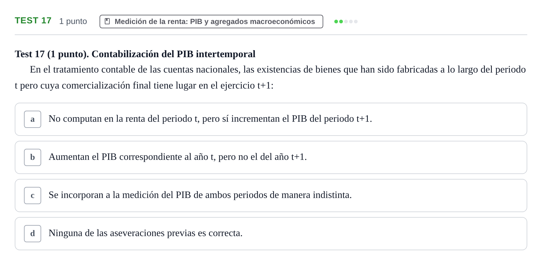 Enunciado: Ejercicio Test 17 · Introducción a la Economía UB 2022