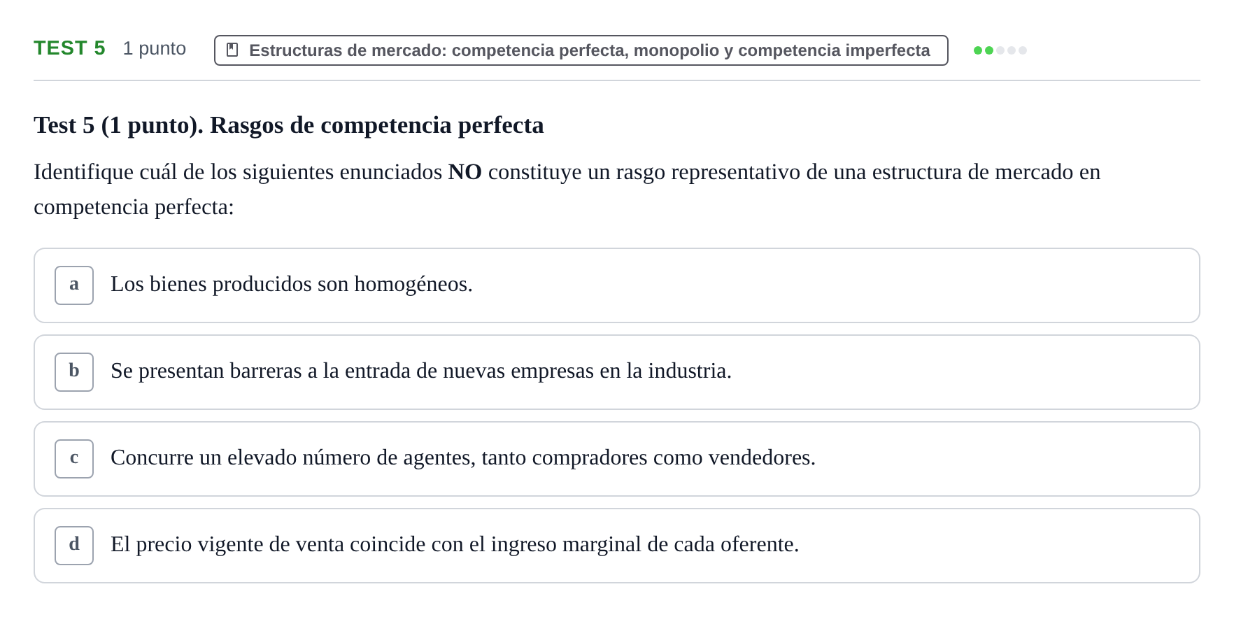 Enunciado: Ejercicio Test 5 · Introducción a la Economía UB 2022