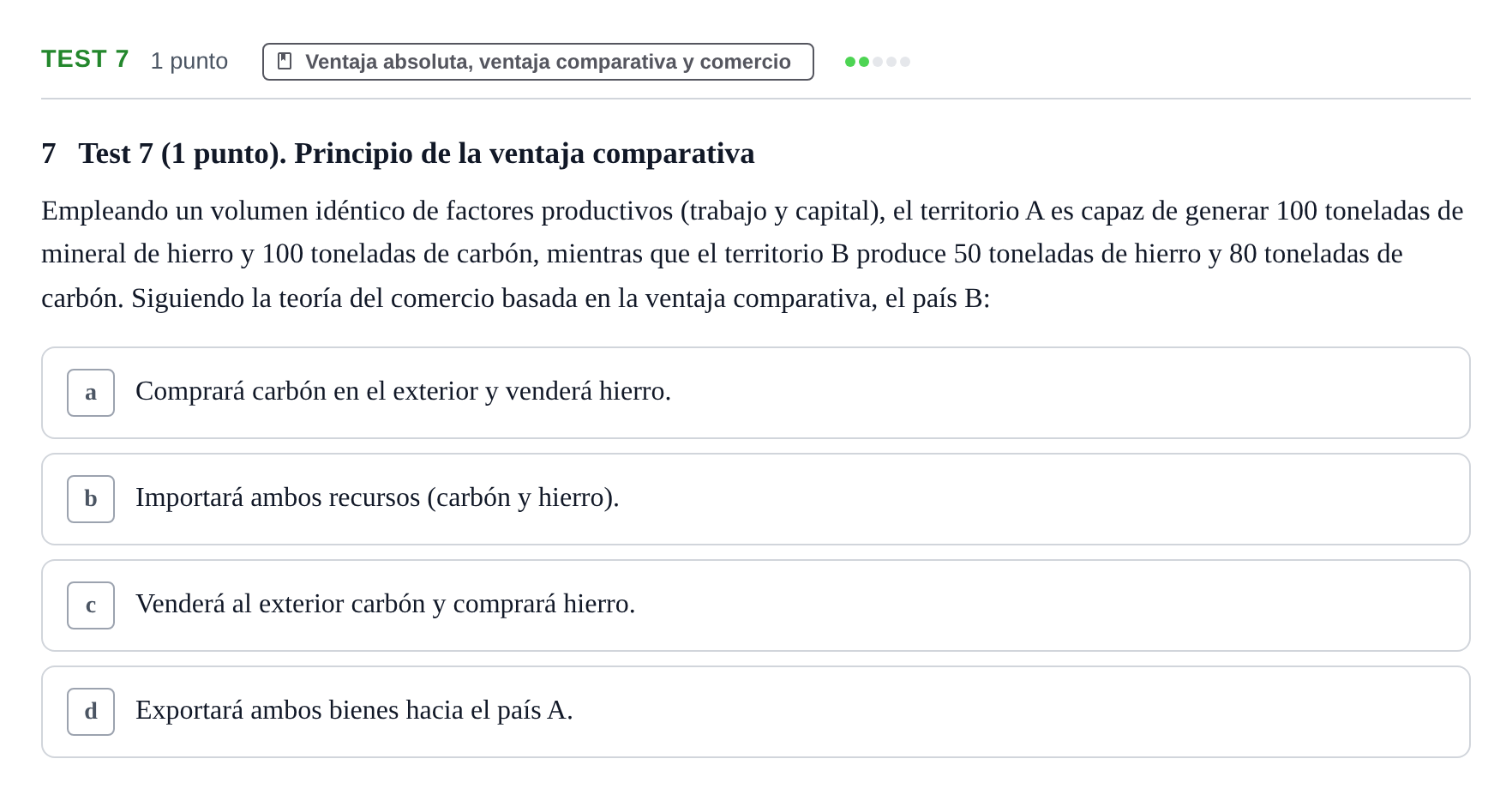 Enunciado: Ejercicio Test 7 · Introducción a la Economía UB 2022