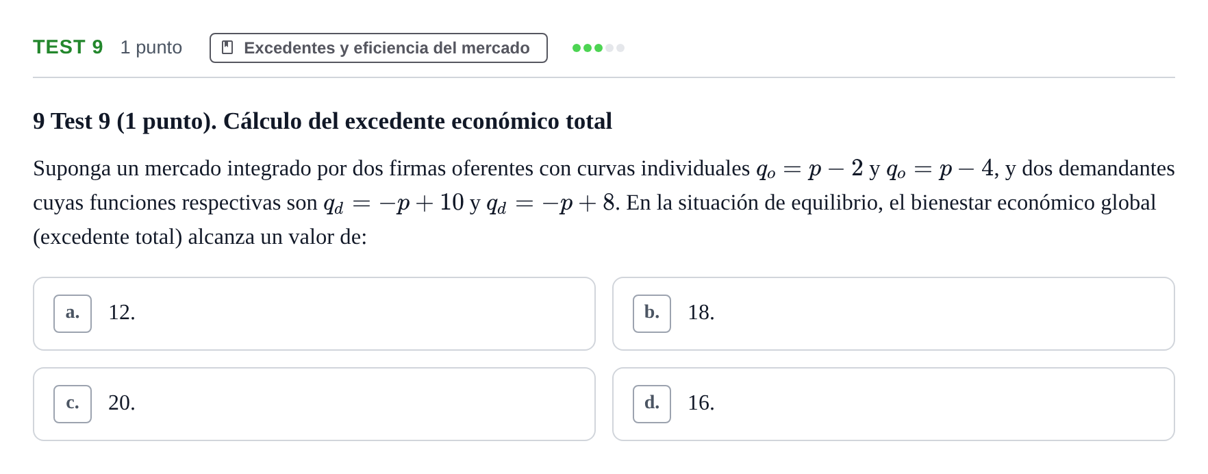 Enunciado: Ejercicio Test 9 · Introducción a la Economía UB 2022