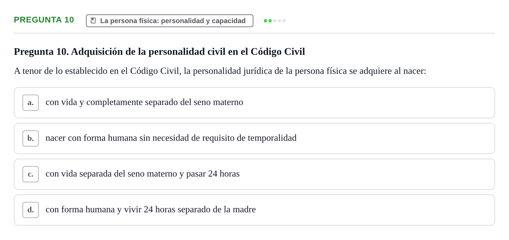 Enunciado: Pregunta 10 · Introducción al Derecho UB Examen Parcial 1: Introducción al Derecho