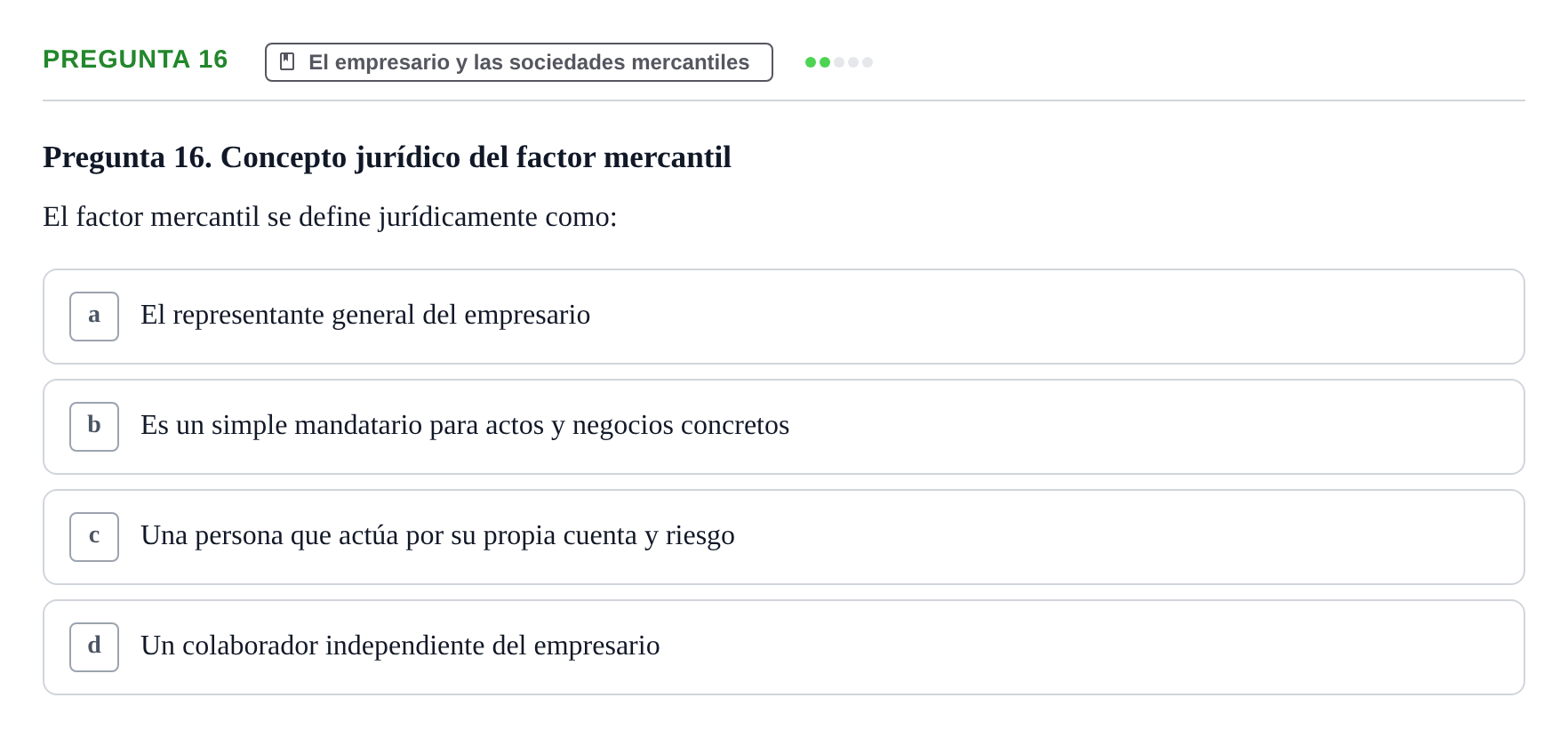 Enunciado: Pregunta 16 · Introducción al Derecho UB Examen Parcial 1: Introducción al Derecho