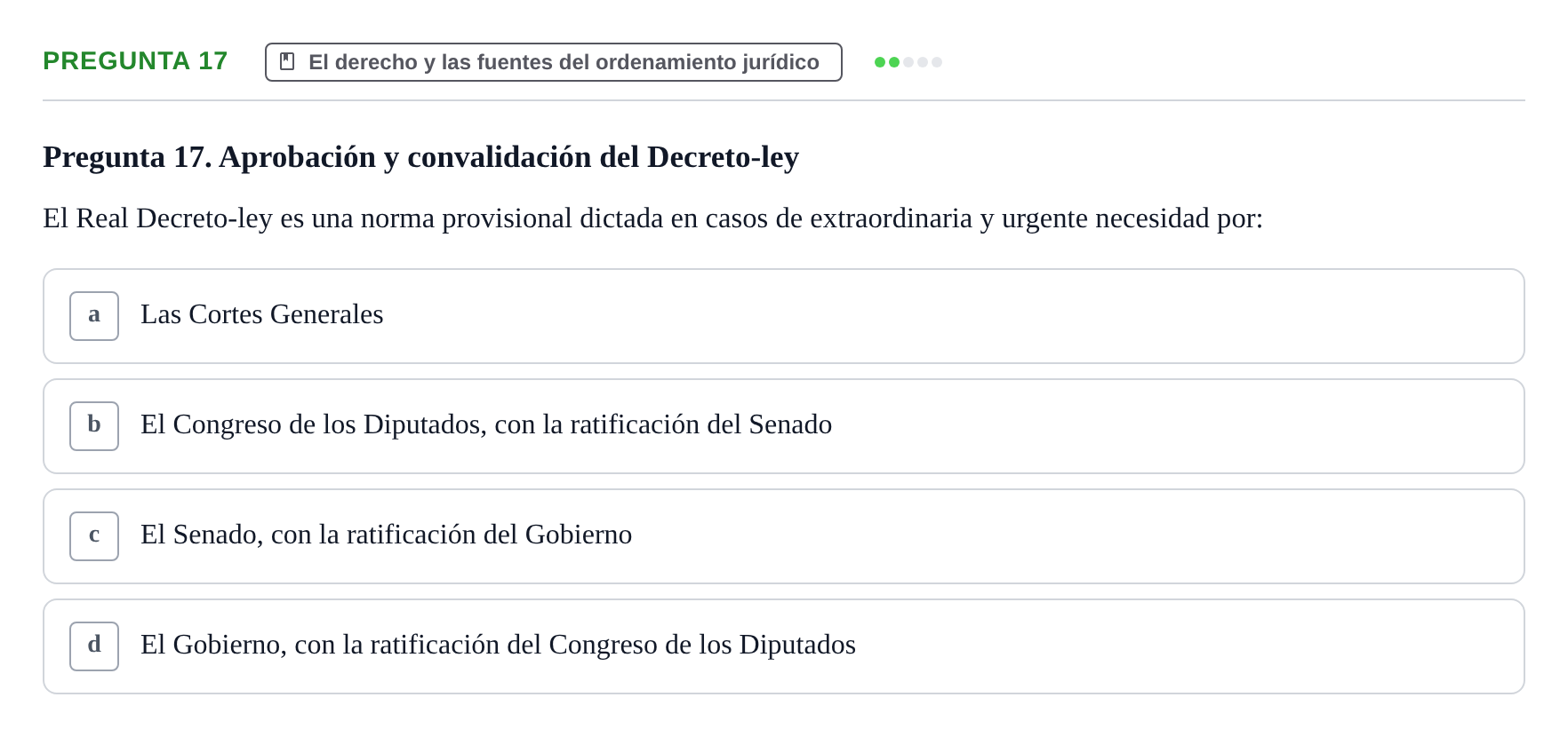 Enunciado: Pregunta 17 · Introducción al Derecho UB Examen Parcial 1: Introducción al Derecho