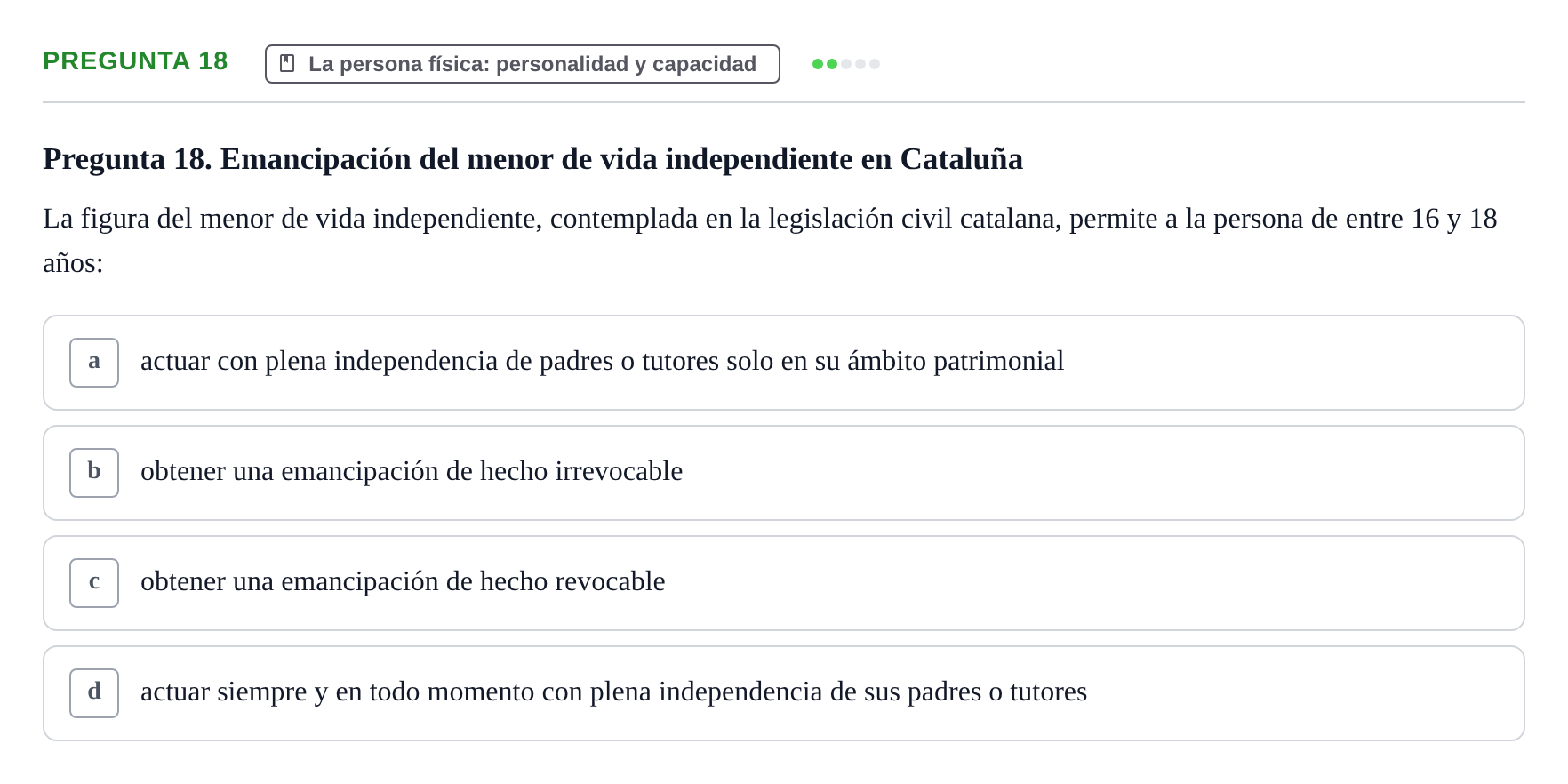 Enunciado: Pregunta 18 · Introducción al Derecho UB Examen Parcial 1: Introducción al Derecho
