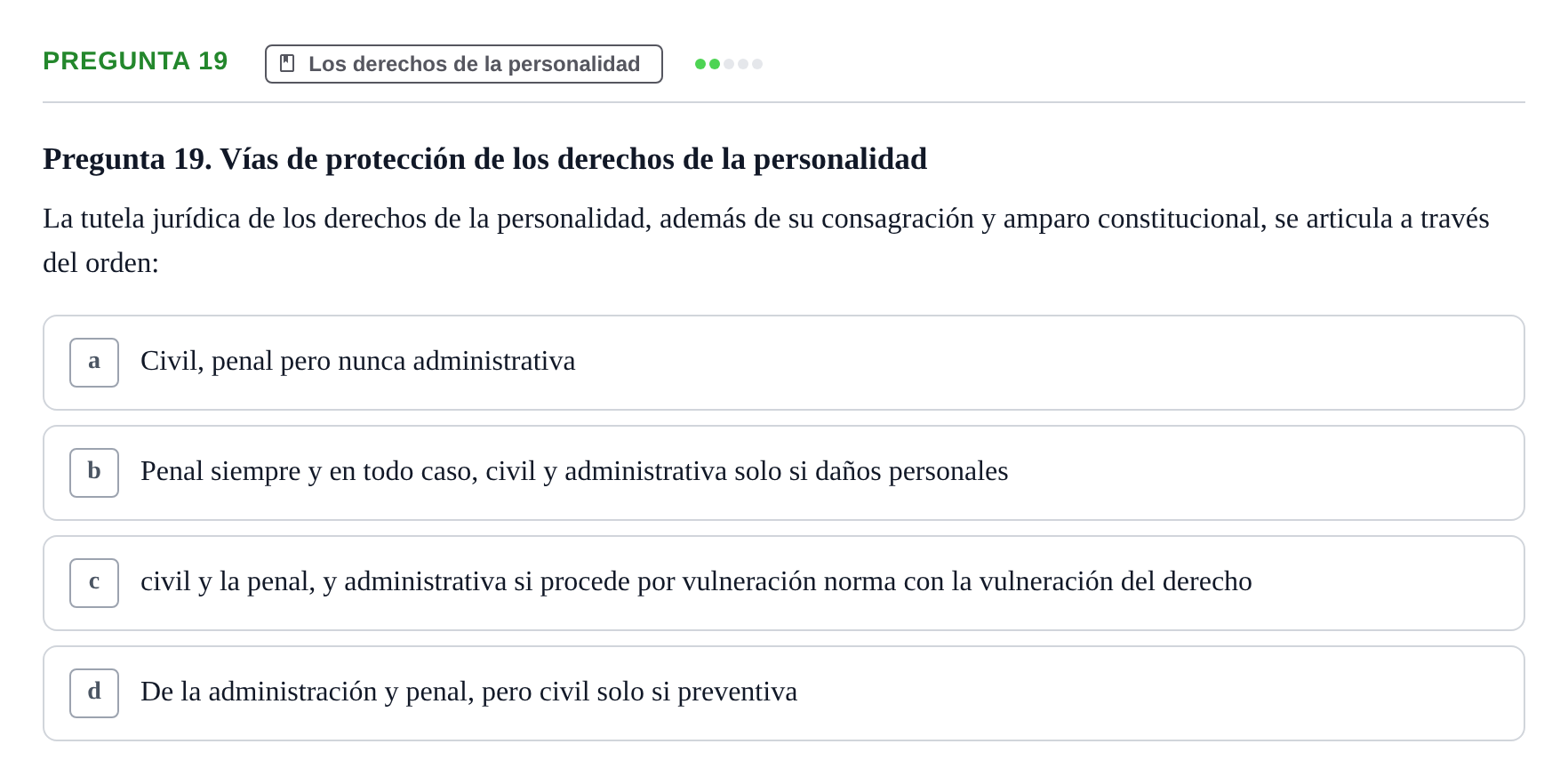 Enunciado: Pregunta 19 · Introducción al Derecho UB Examen Parcial 1: Introducción al Derecho