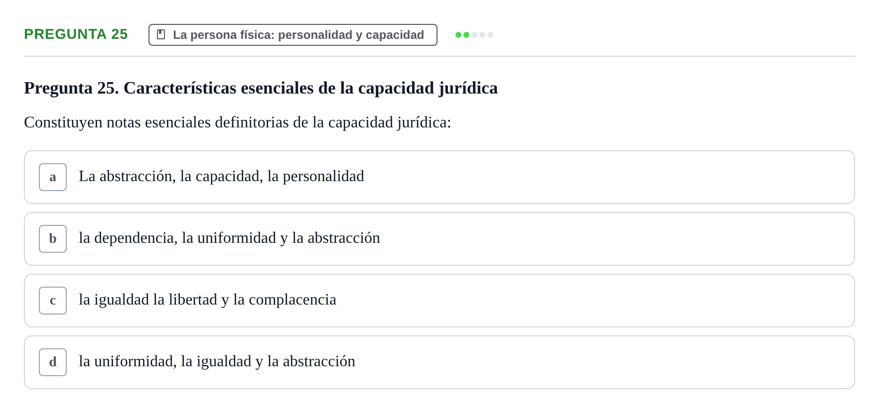 Enunciado: Pregunta 25 · Introducción al Derecho UB Examen Parcial 1: Introducción al Derecho