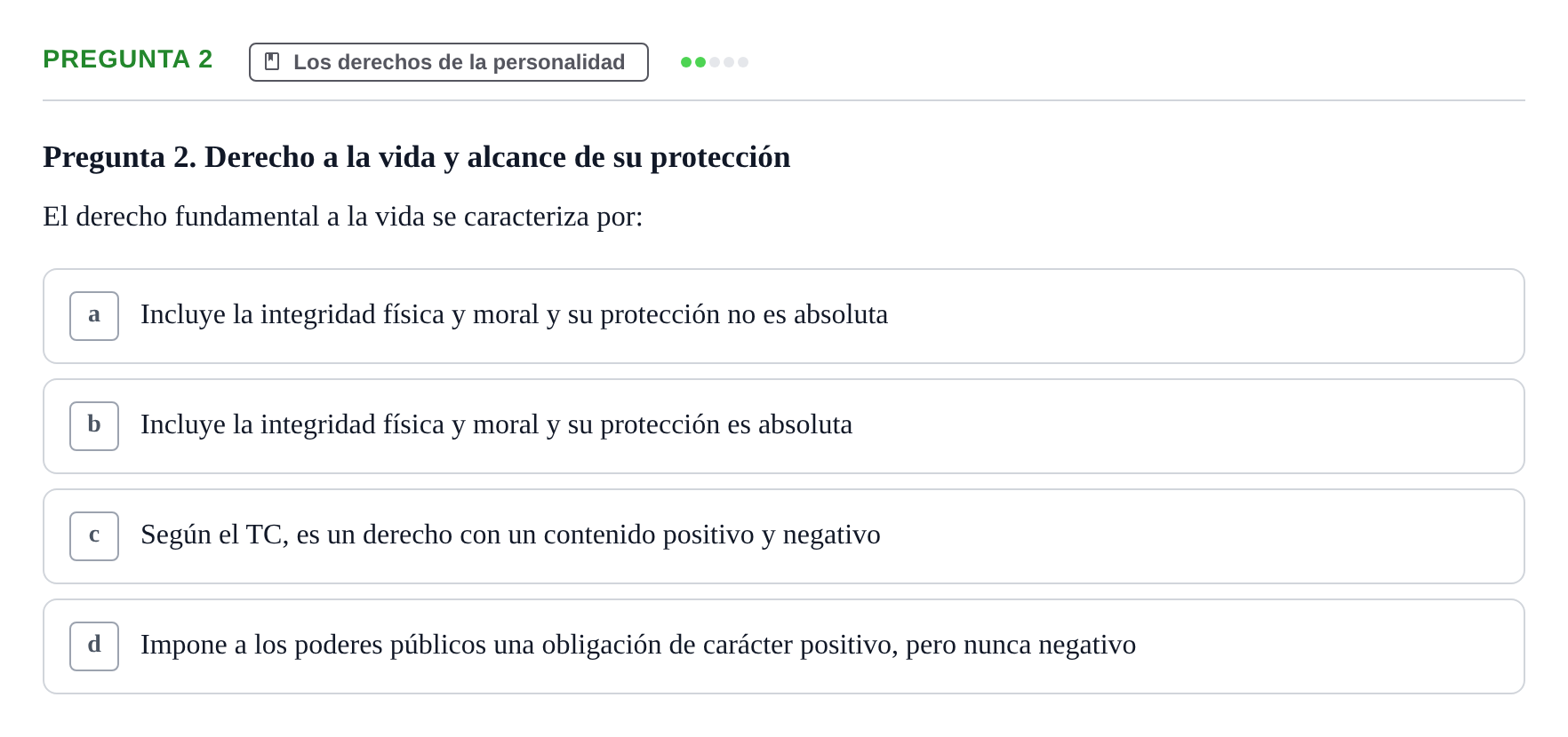 Enunciado: Pregunta 2 · Introducción al Derecho UB Examen Parcial 1: Introducción al Derecho