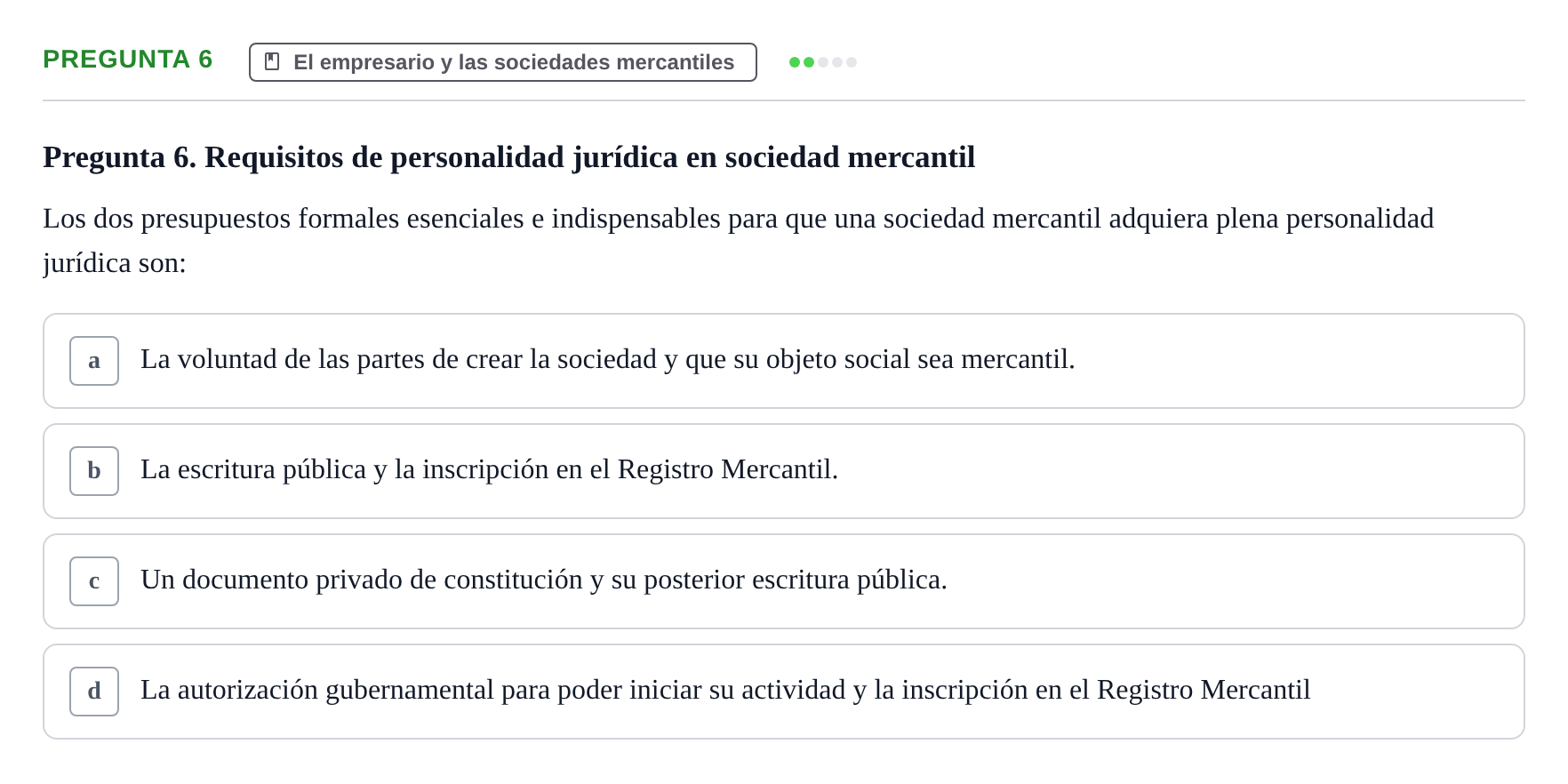Enunciado: Pregunta 6 · Introducción al Derecho UB Examen Parcial 1: Introducción al Derecho