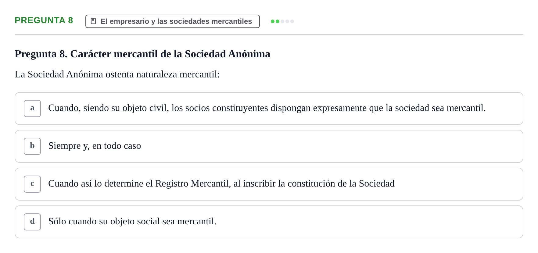 Enunciado: Pregunta 8 · Introducción al Derecho UB Examen Parcial 1: Introducción al Derecho