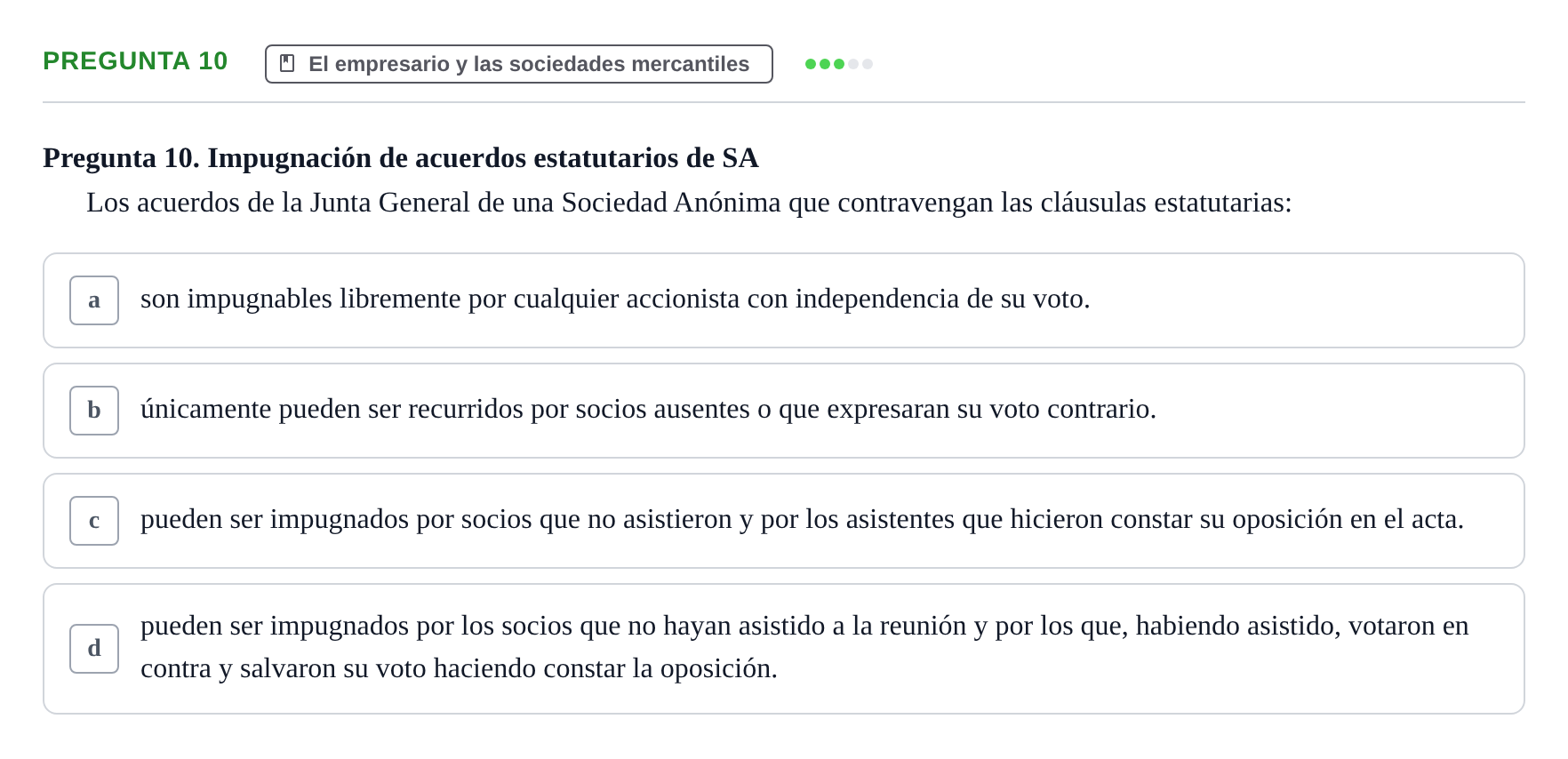 Enunciado: Pregunta 10 · Introducción al Derecho UB Examen final de Introducción al Derecho