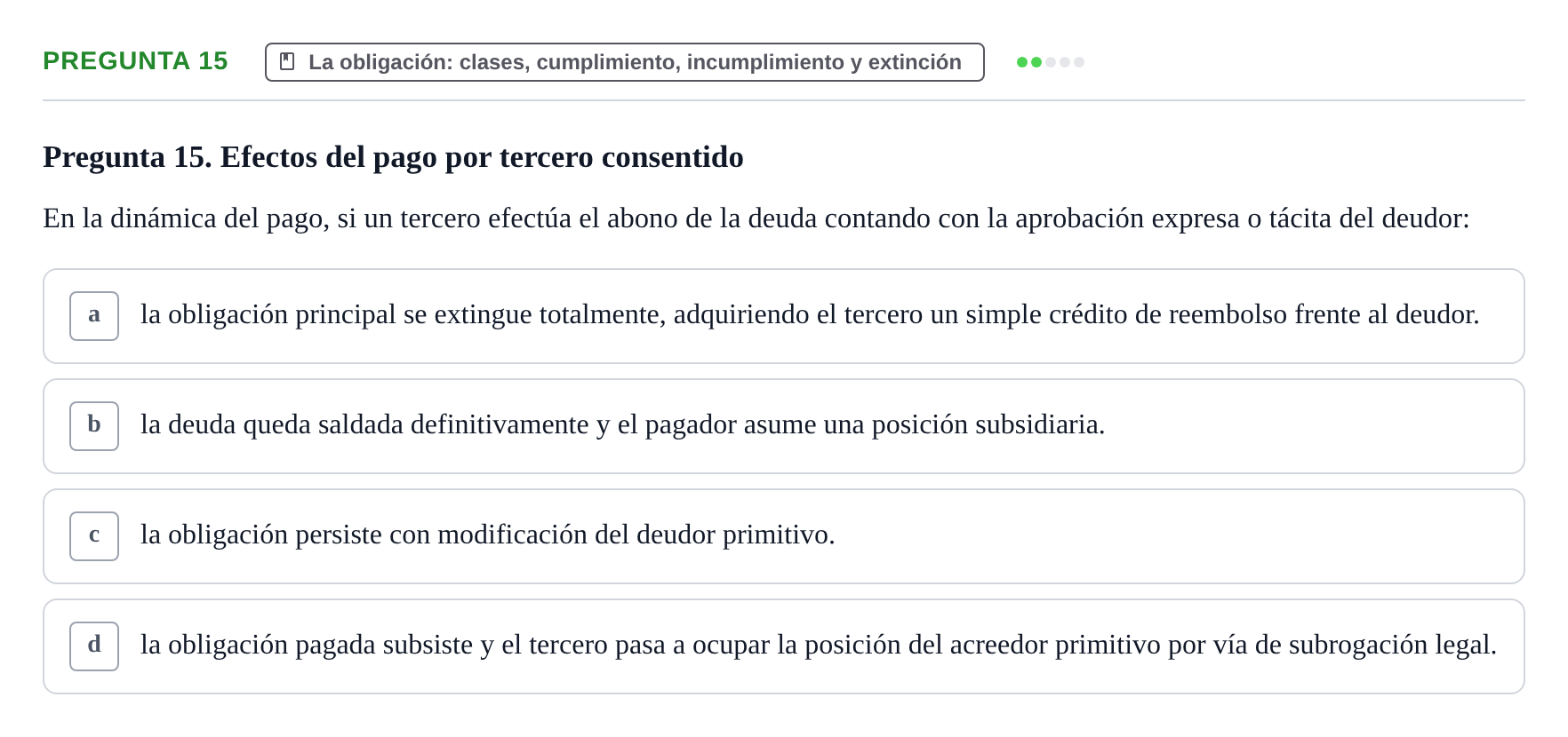 Enunciado: Pregunta 15 · Introducción al Derecho UB Examen final de Introducción al Derecho