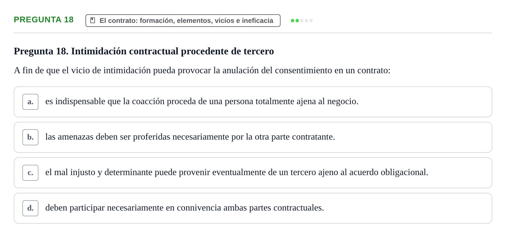 Enunciado: Pregunta 18 · Introducción al Derecho UB Examen final de Introducción al Derecho