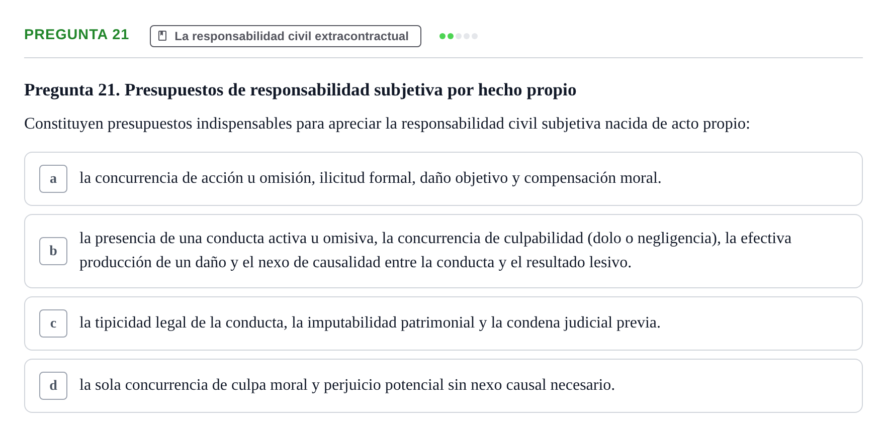 Enunciado: Pregunta 21 · Introducción al Derecho UB Examen final de Introducción al Derecho