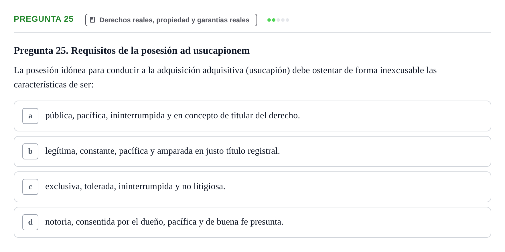 Enunciado: Pregunta 25 · Introducción al Derecho UB Examen final de Introducción al Derecho