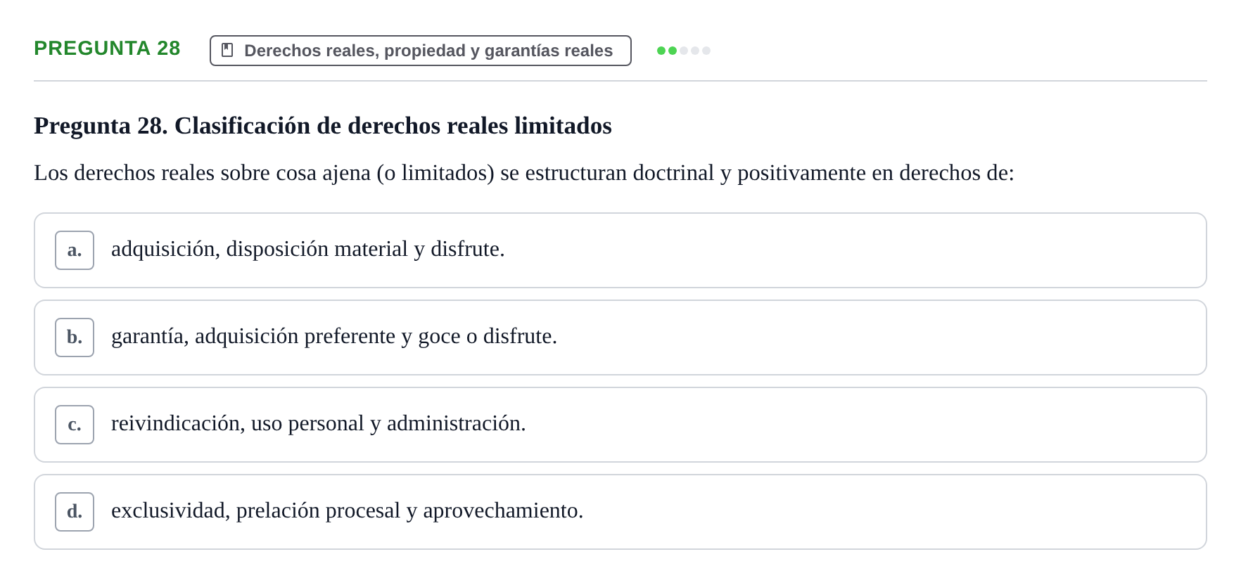 Enunciado: Pregunta 28 · Introducción al Derecho UB Examen final de Introducción al Derecho