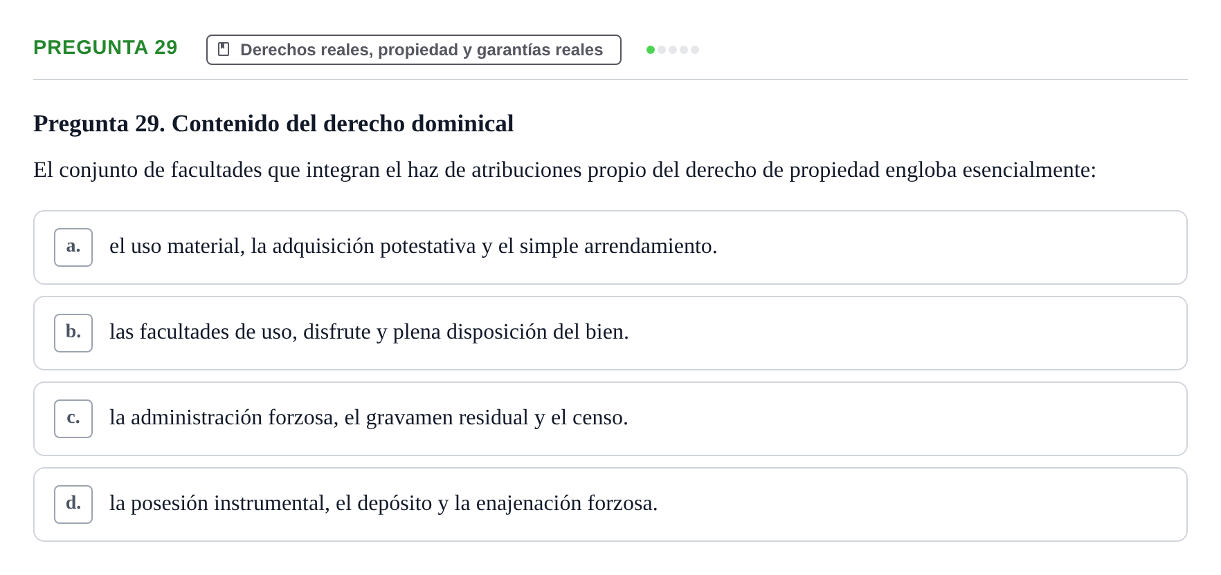 Enunciado: Pregunta 29 · Introducción al Derecho UB Examen final de Introducción al Derecho