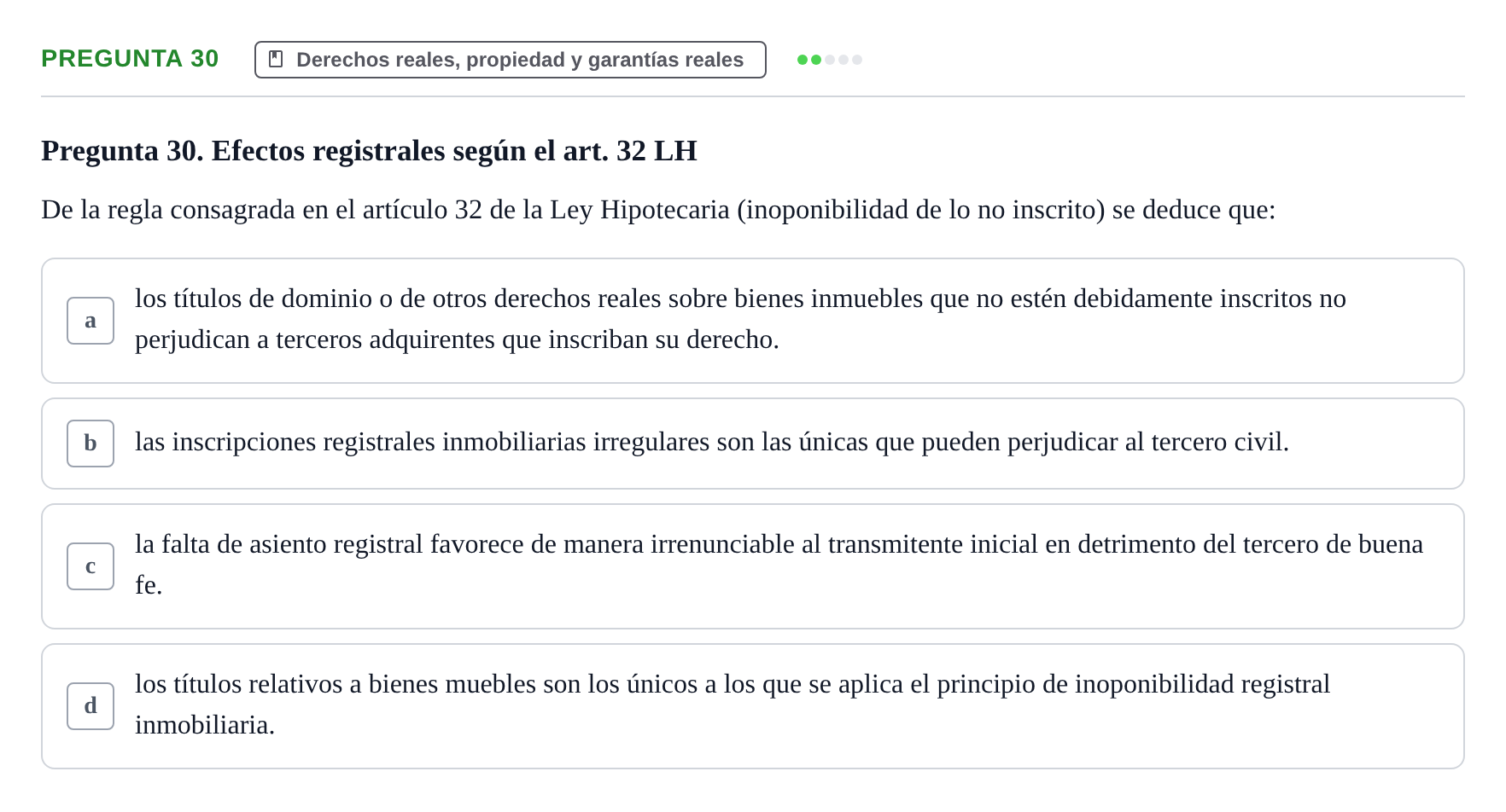Enunciado: Pregunta 30 · Introducción al Derecho UB Examen final de Introducción al Derecho