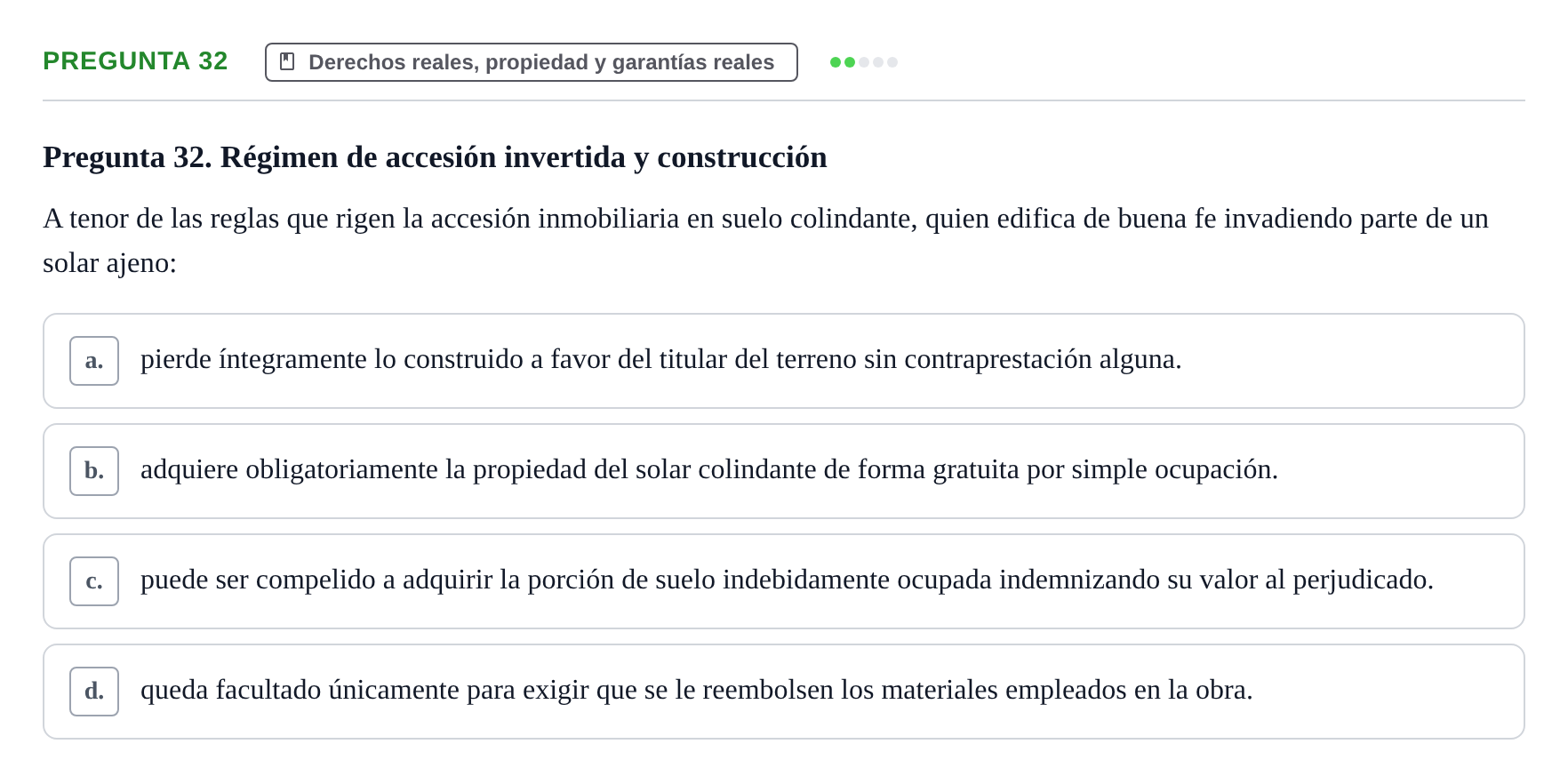 Enunciado: Pregunta 32 · Introducción al Derecho UB Examen final de Introducción al Derecho