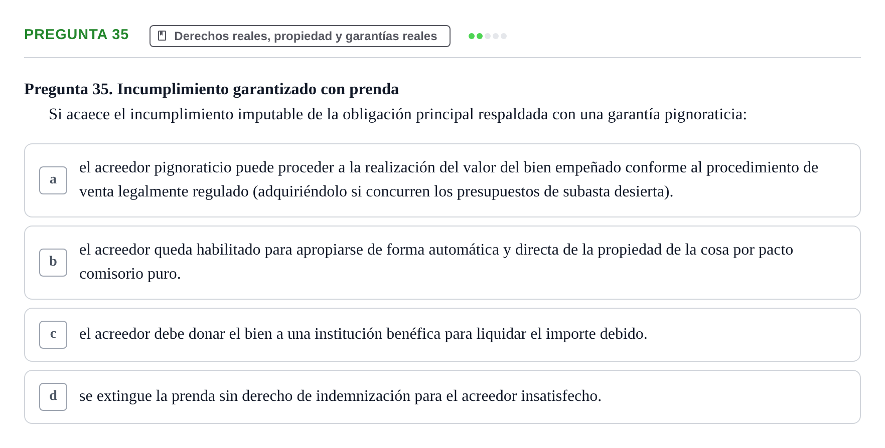 Enunciado: Pregunta 35 · Introducción al Derecho UB Examen final de Introducción al Derecho