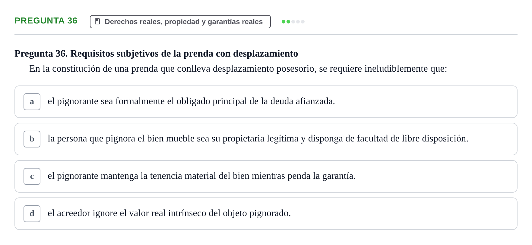 Enunciado: Pregunta 36 · Introducción al Derecho UB Examen final de Introducción al Derecho