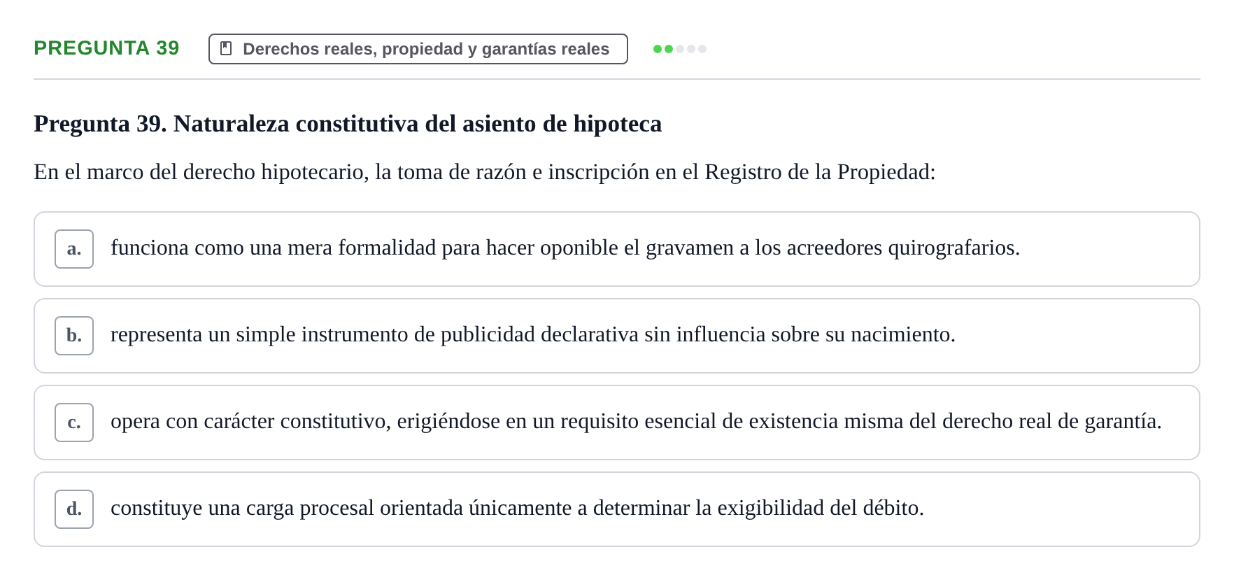 Enunciado: Pregunta 39 · Introducción al Derecho UB Examen final de Introducción al Derecho
